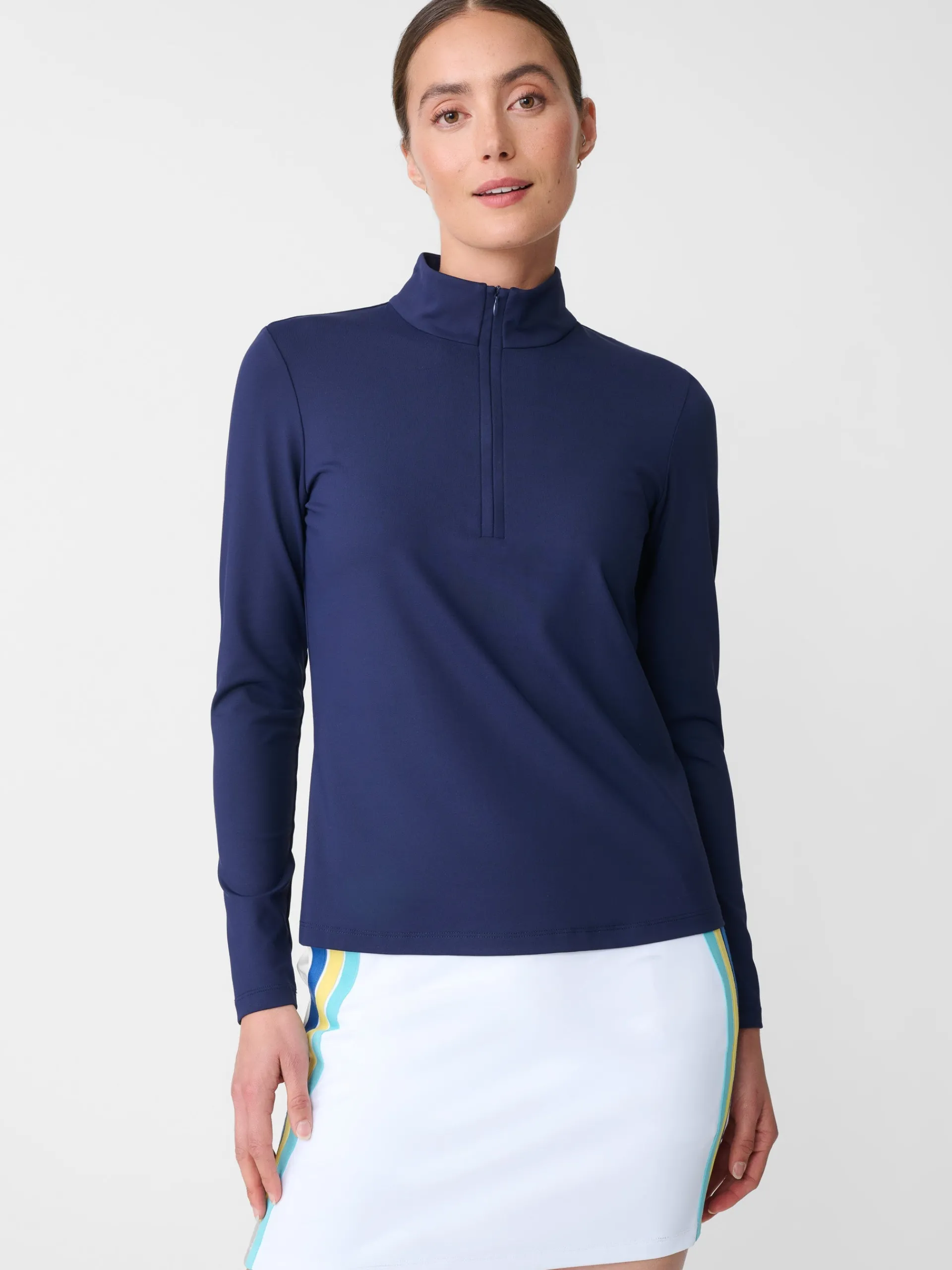 J.McLaughlin Ace 1/4 Zip Top Navy Flash Sale