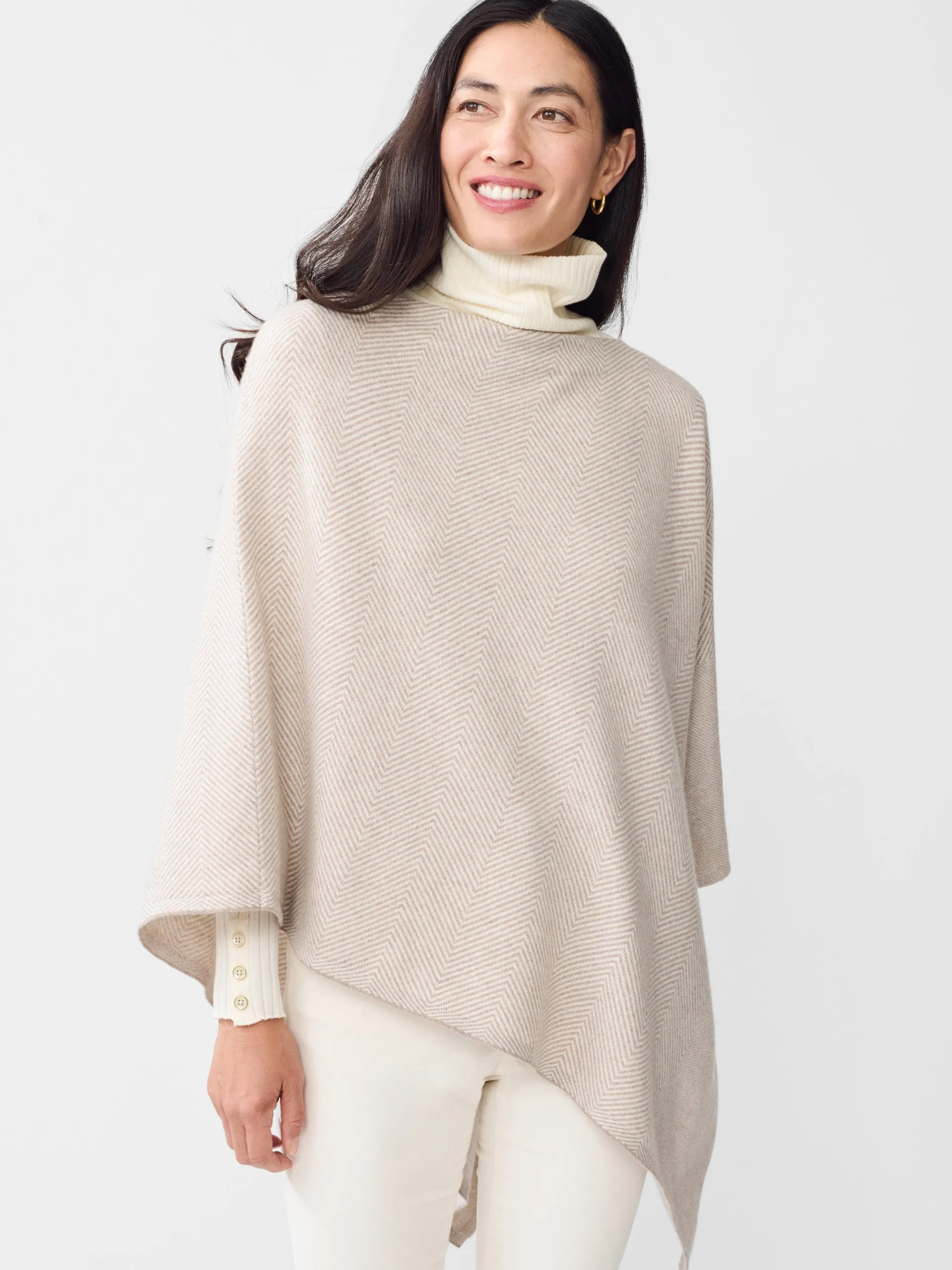 J.McLaughlin Aerinn Wool u0026 Cashmere Poncho Camel/Ivory Discount