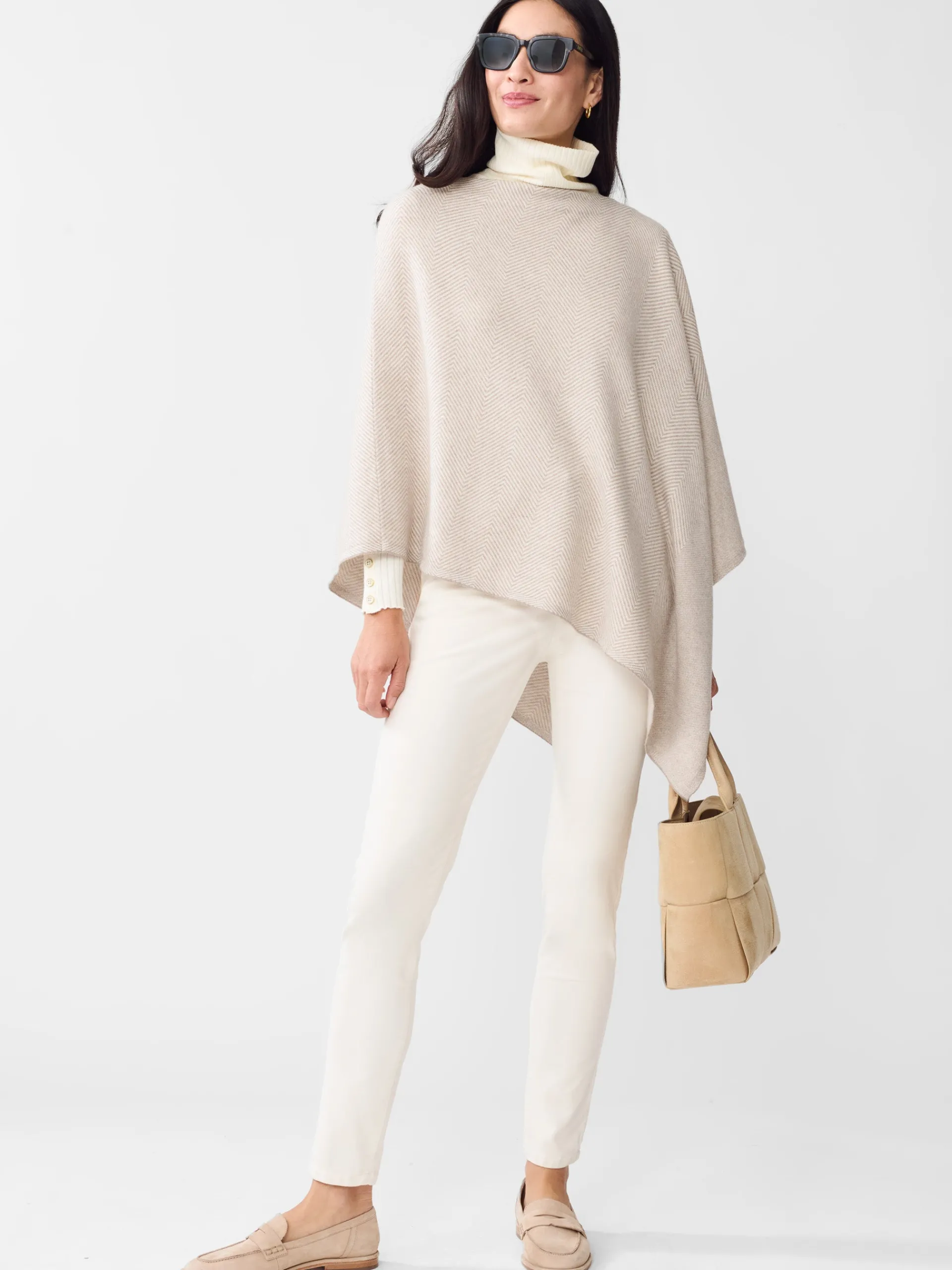 J.McLaughlin Aerinn Wool u0026 Cashmere Poncho Camel/Ivory Discount