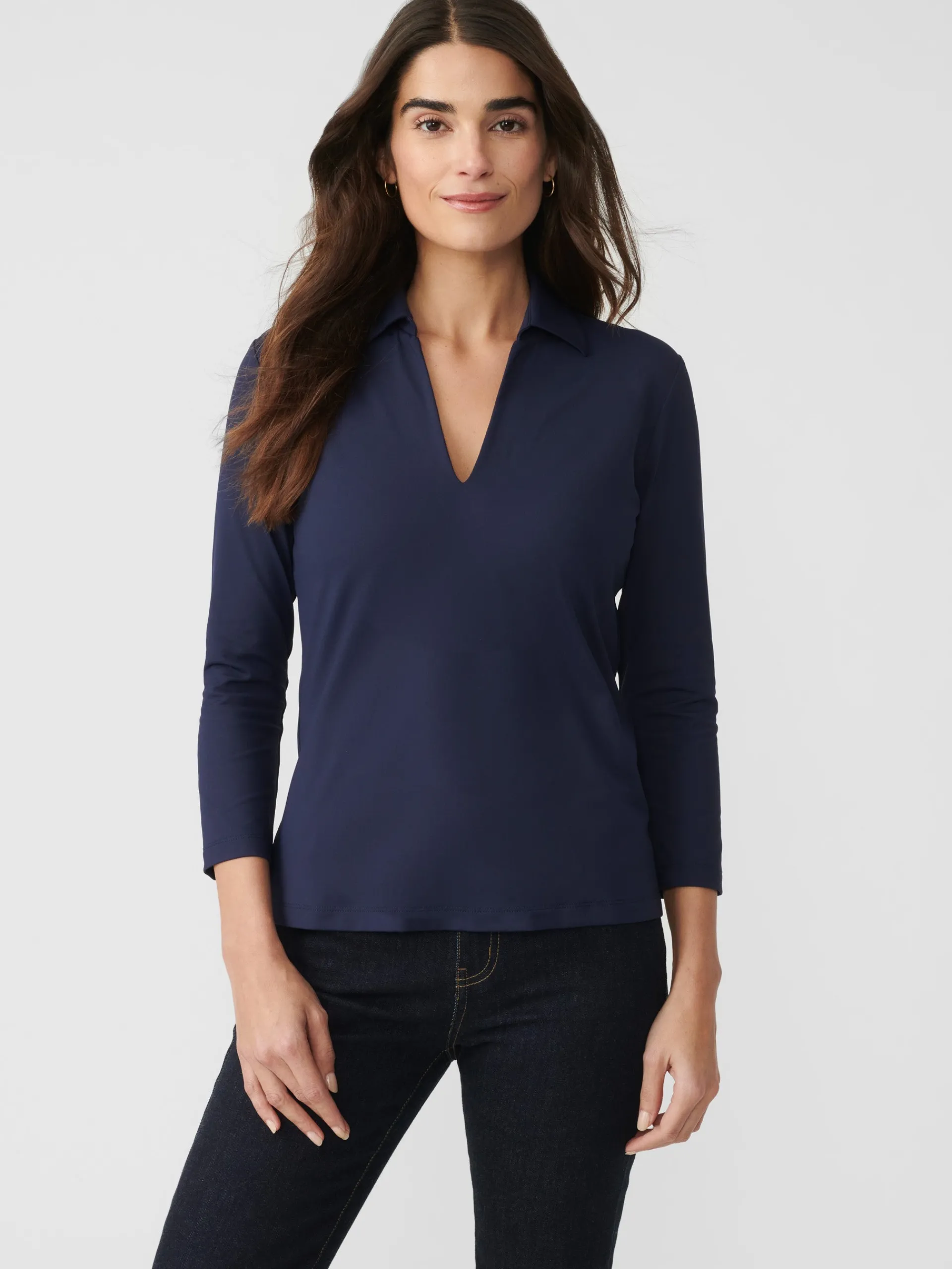 J.McLaughlin Aida 3/4 Sleeve Top WinterNavy Fashion