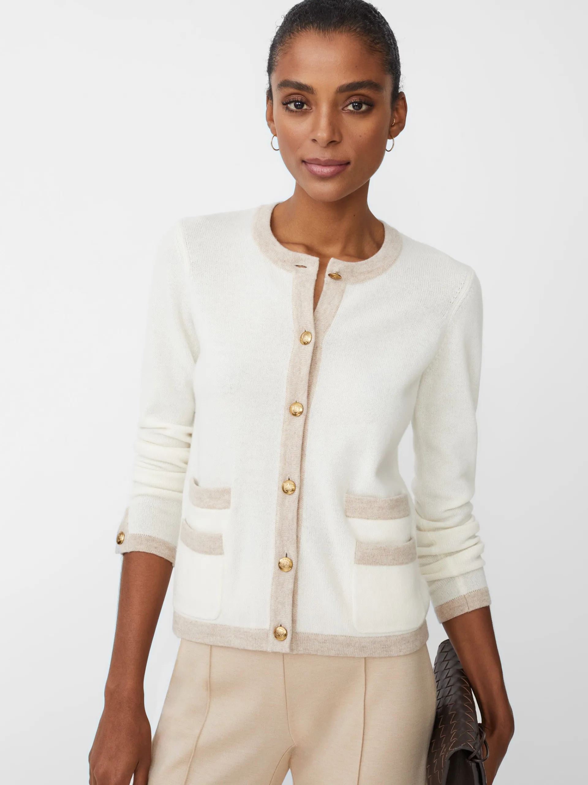 J.McLaughlin Ainsley Cashmere Cardigan OffWhite/Oatmeal Fashion