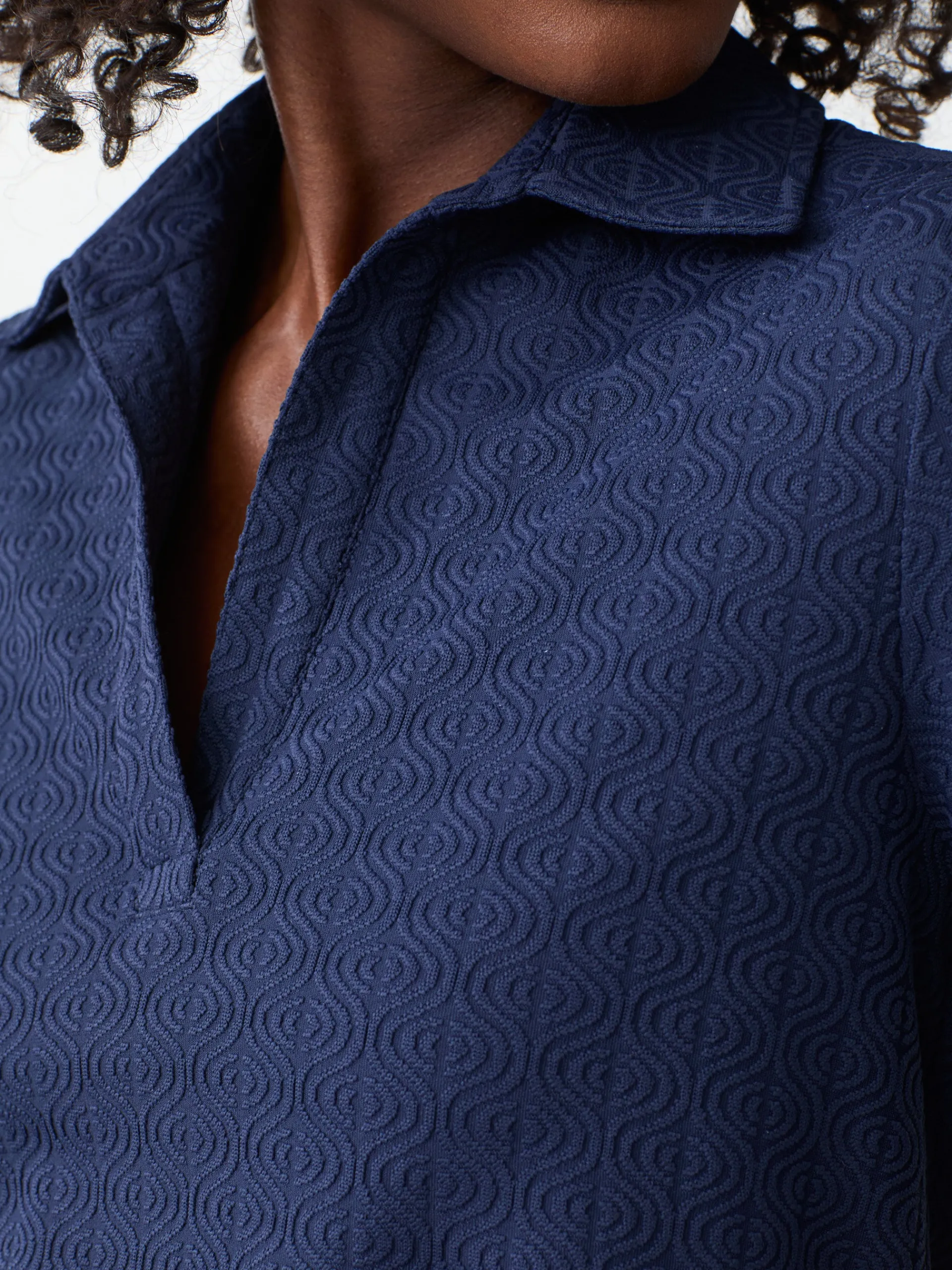 J.McLaughlin Alfie Tunic in Riptide Jacquard Navy Cheap