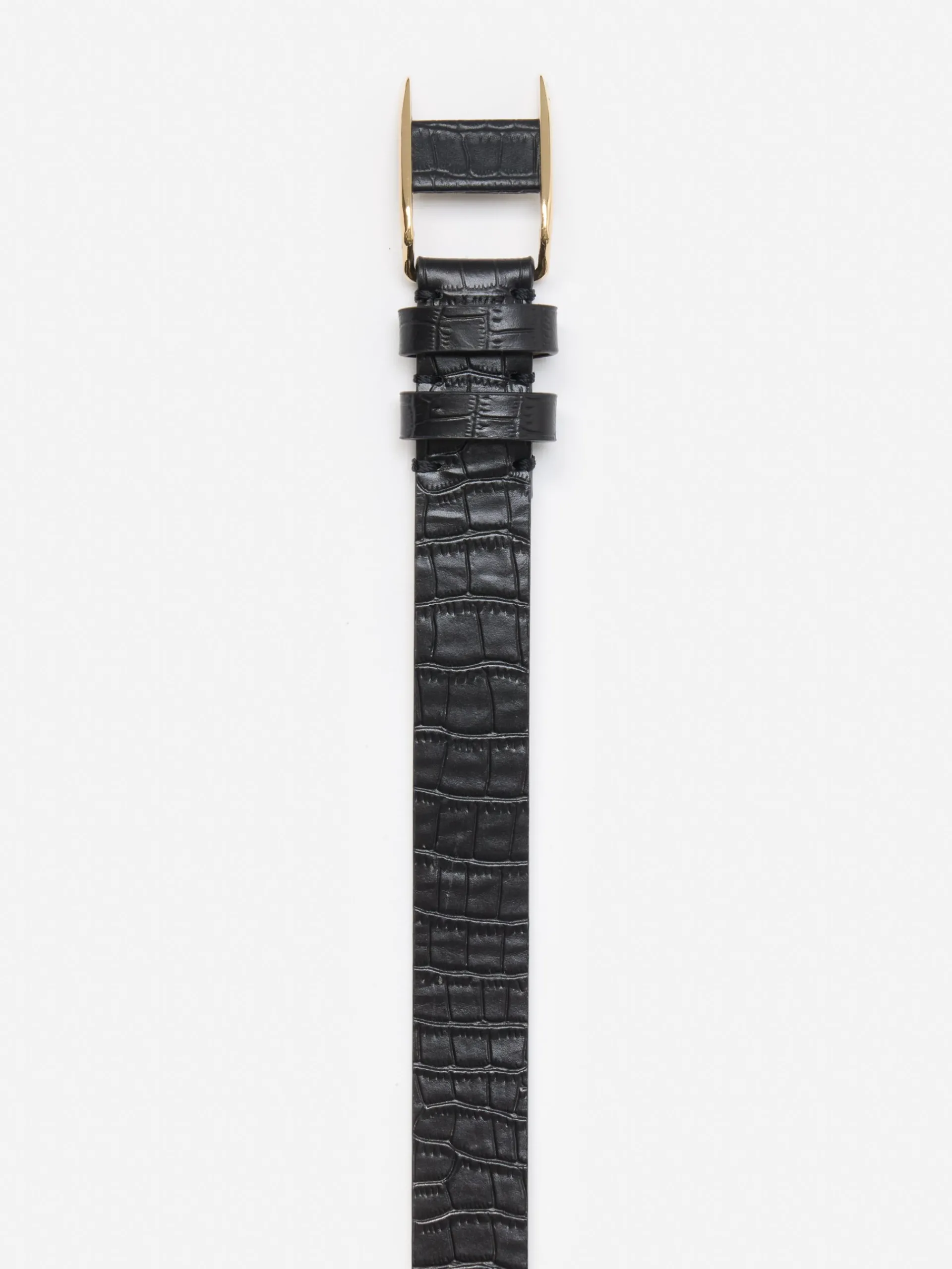 J.McLaughlin Allegra Leather Belt in Croc Black Outlet