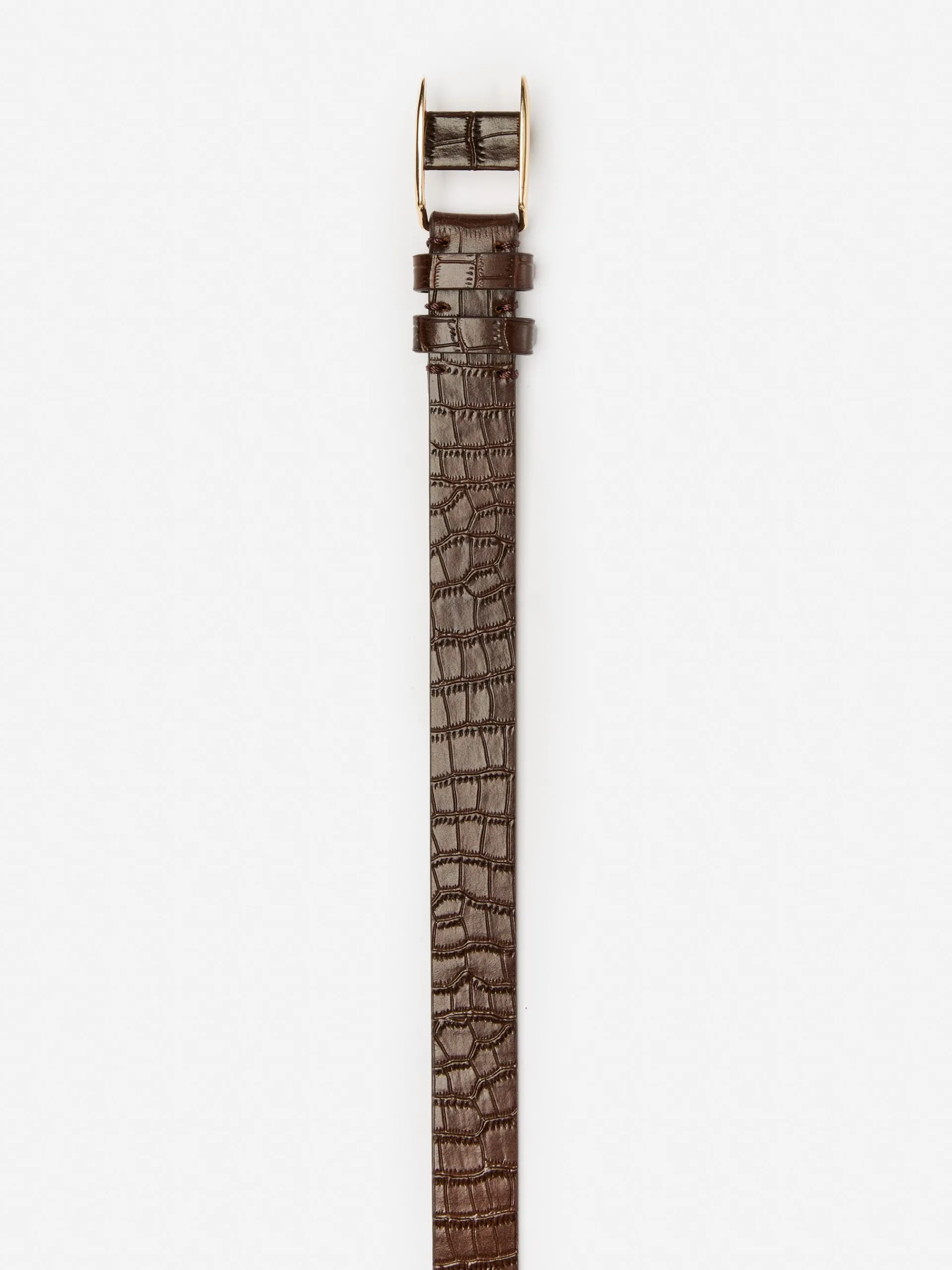 J.McLaughlin Allegra Leather Belt in Croc Chocolate Store