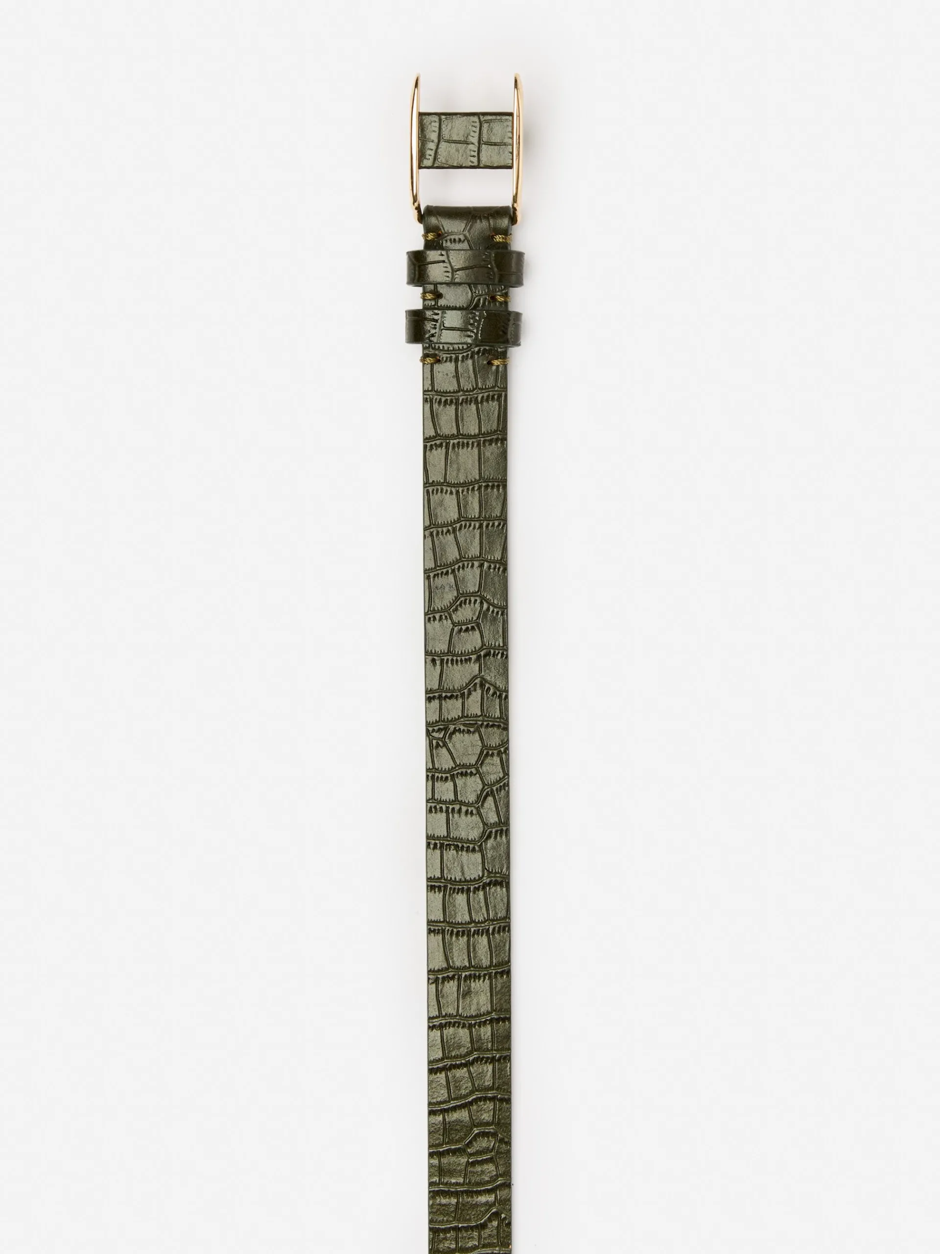 J.McLaughlin Allegra Leather Belt in Croc Olive Hot
