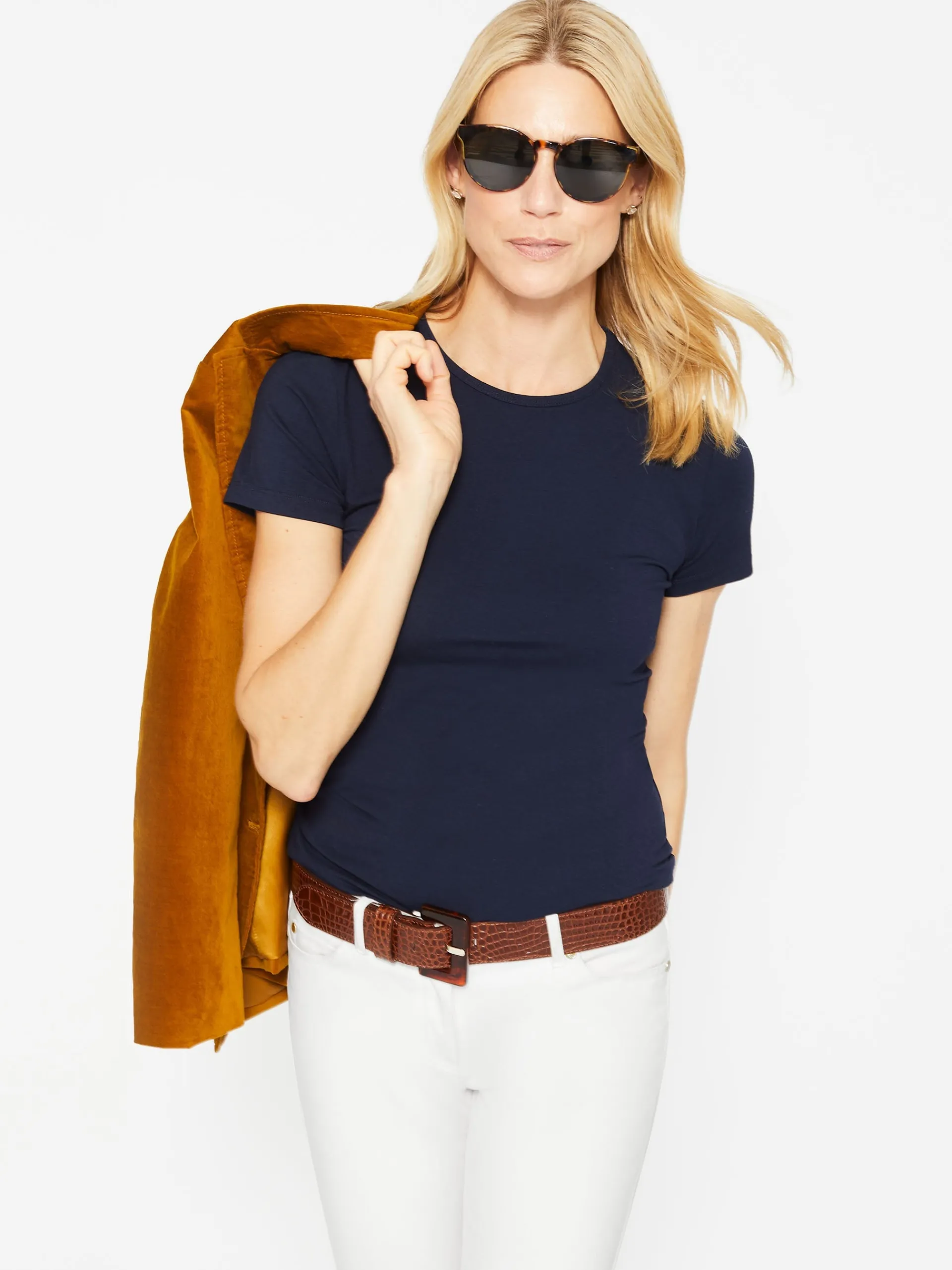 J.McLaughlin Allie Cap Sleeve Tee Navy Shop