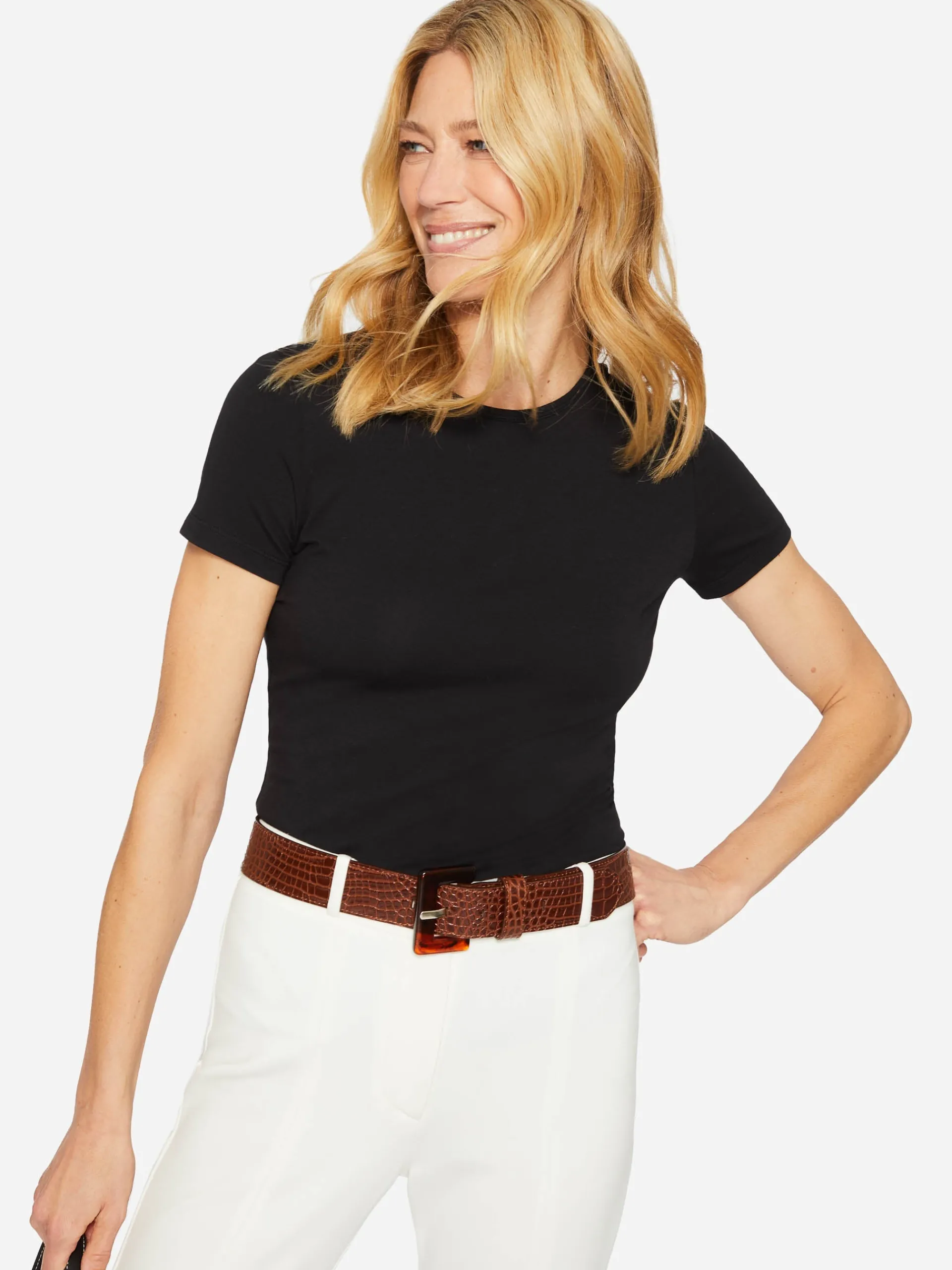 J.McLaughlin Allie Cap Sleeve Tee Black Cheap