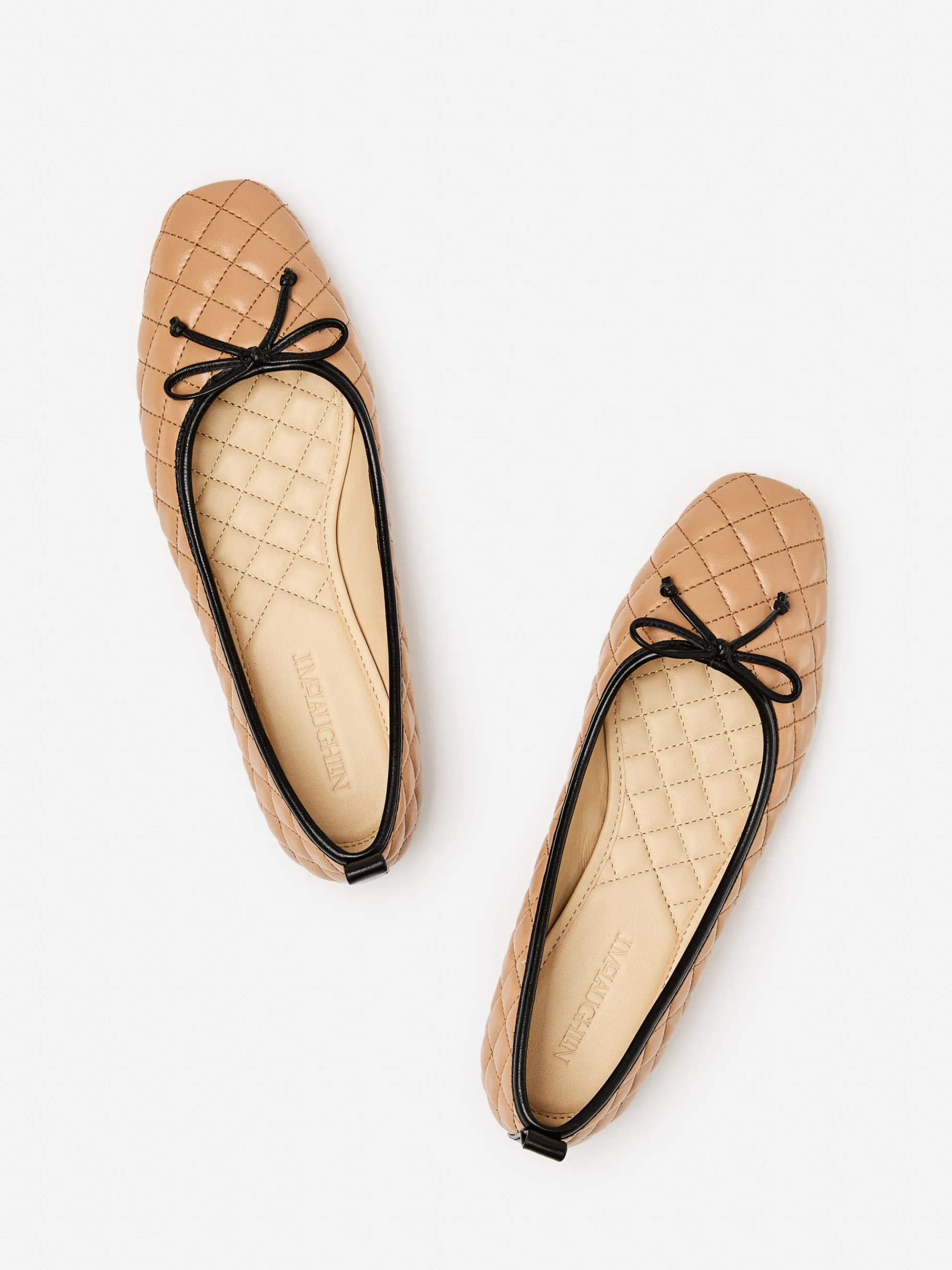J.McLaughlin Anastasia Quilted Leather Flats Beige Online