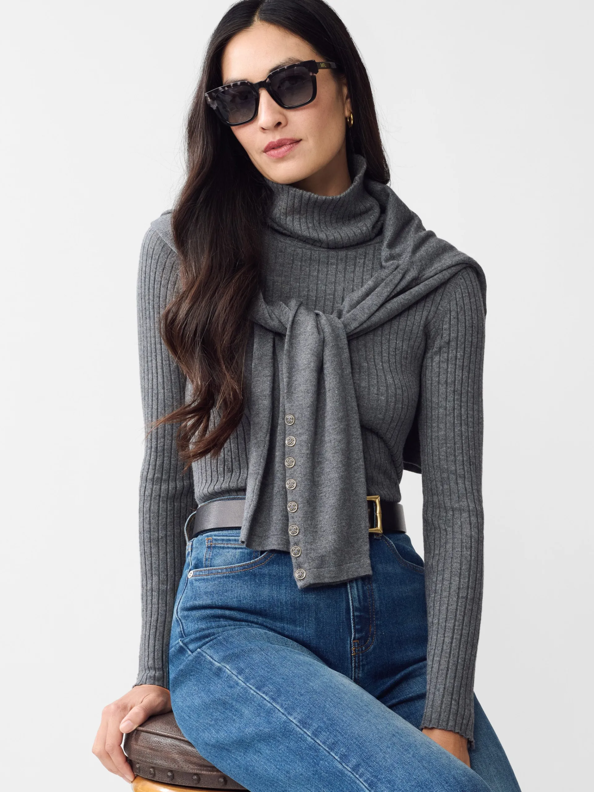 J.McLaughlin Arlette Turtleneck HeatherGray Cheap