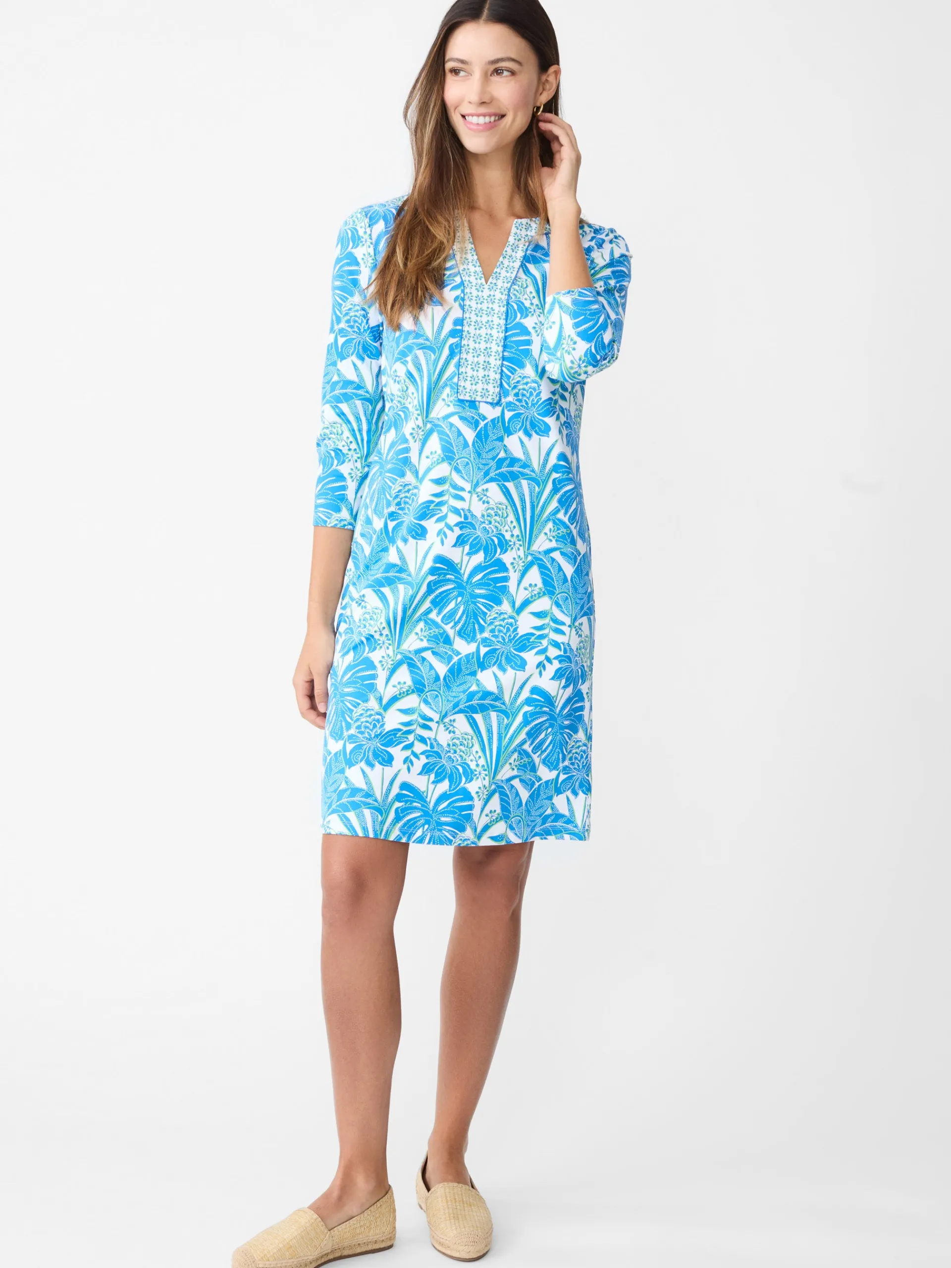 J.McLaughlin Augusta Dress in Field Bloom Posy White/Blue/Lime Cheap