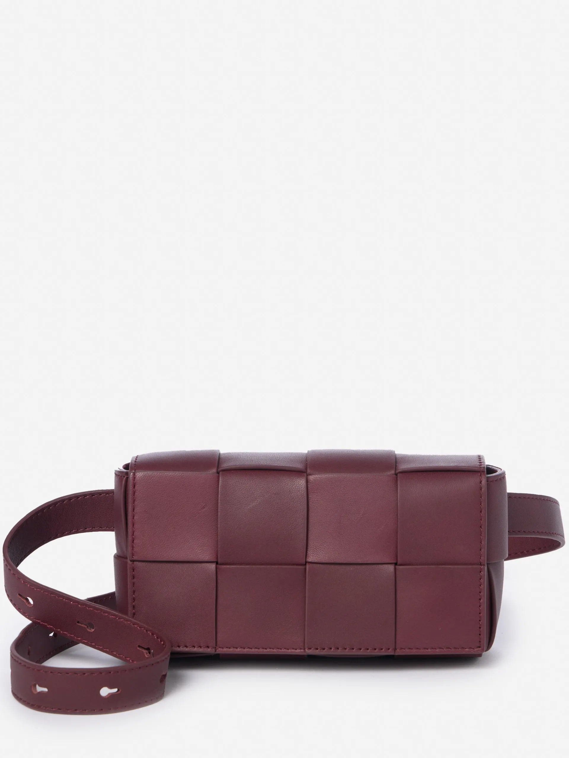 J.McLaughlin Bahia Woven Leather Belt Bag Burgundy Sale