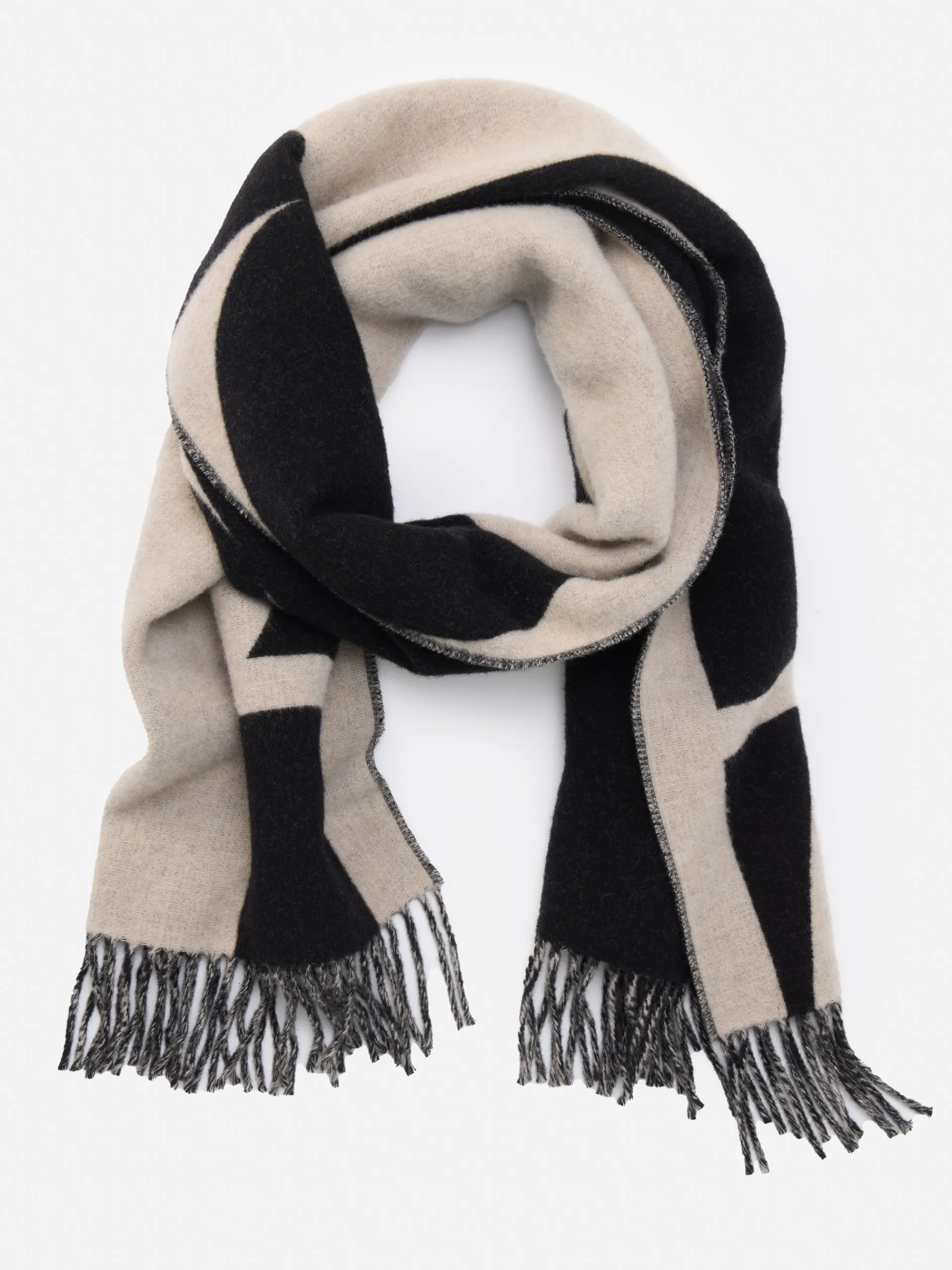 J.McLaughlin Barrow Scarf Black/OffWhite Flash Sale