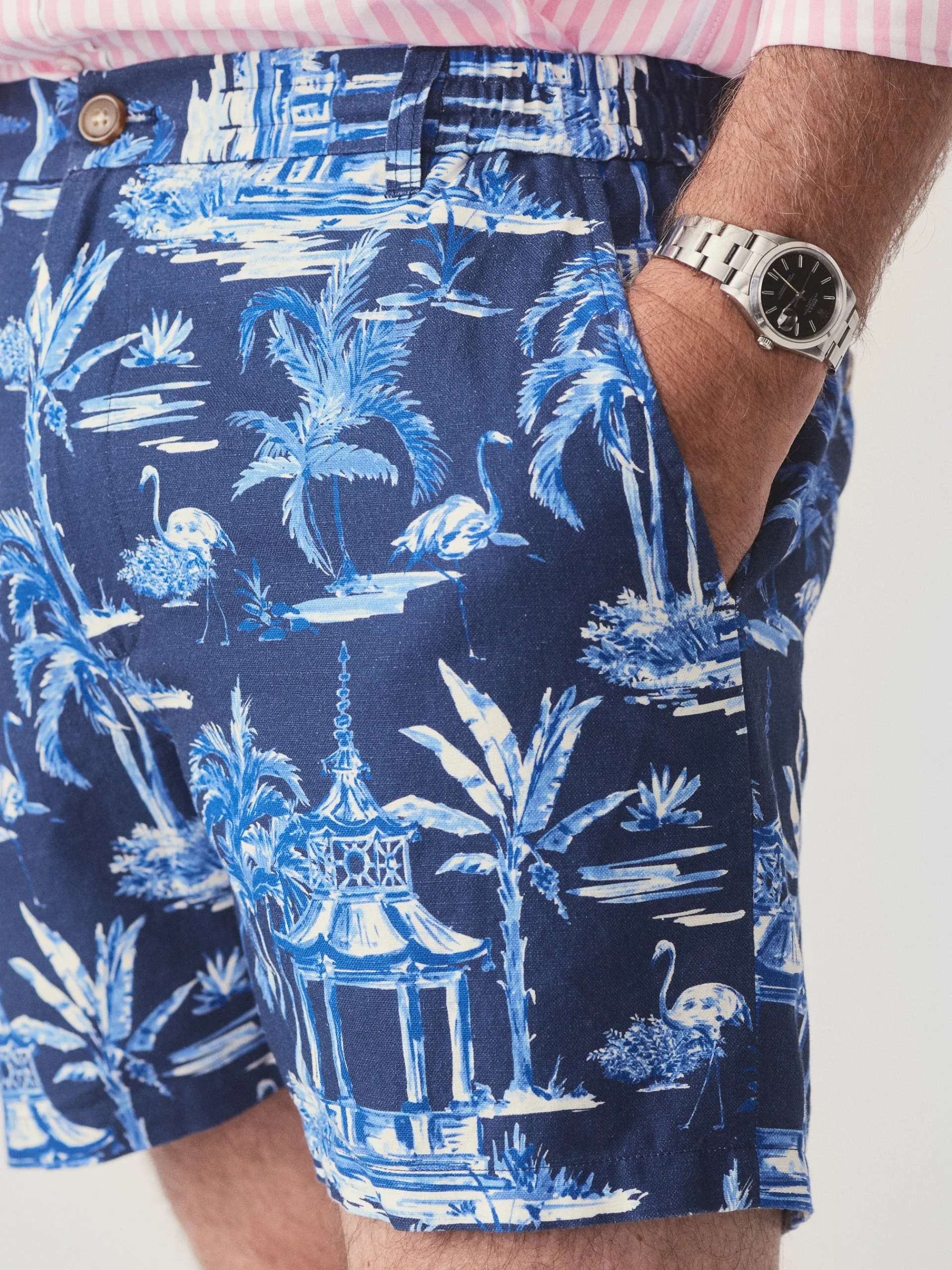 J.McLaughlin Bay 5" Beach Shorts in Persian Pergola Navy/Blue Cheap