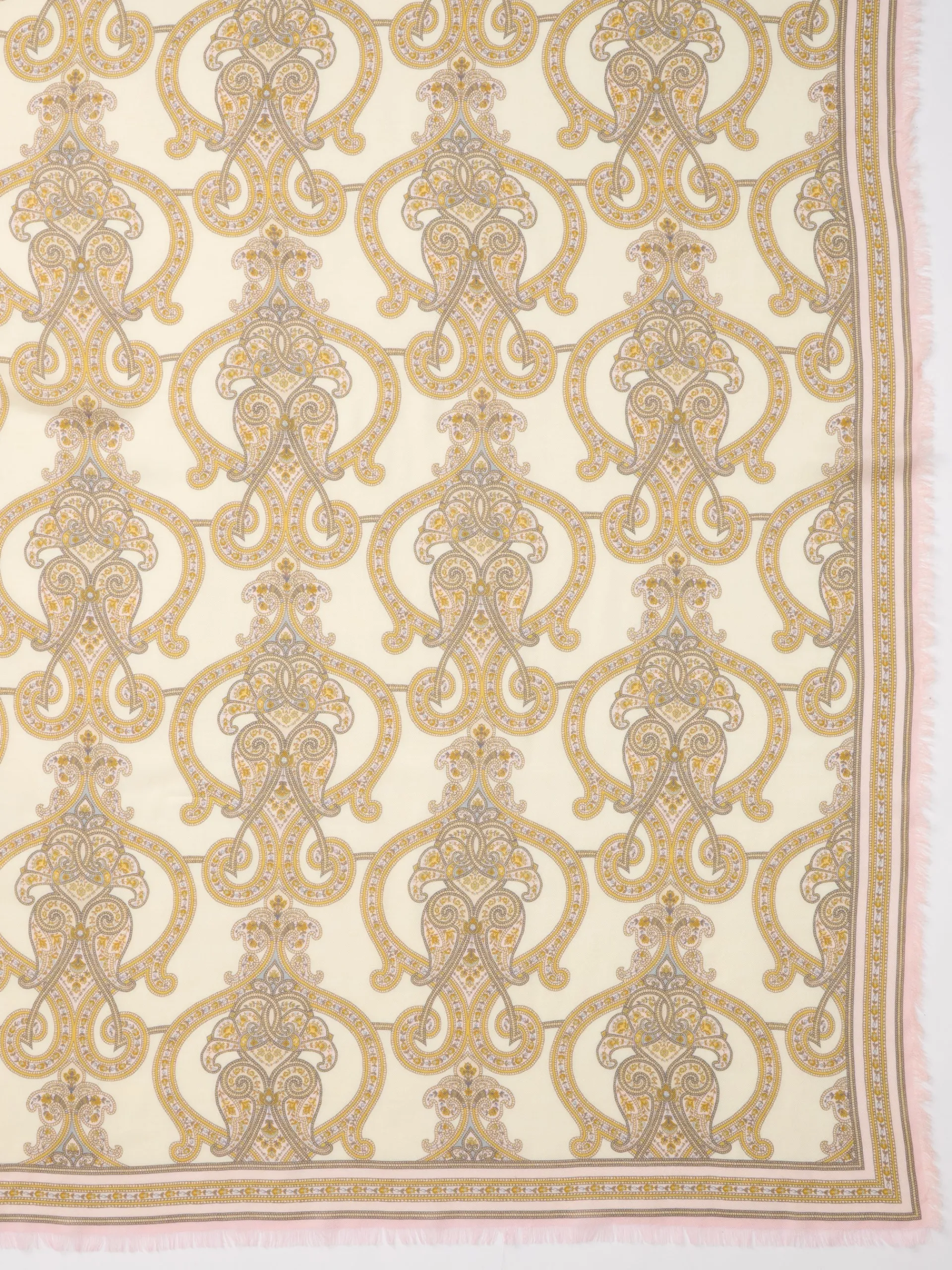 J.McLaughlin Bellini Scarf in Gilded Paisley Border Cream/Sand Discount
