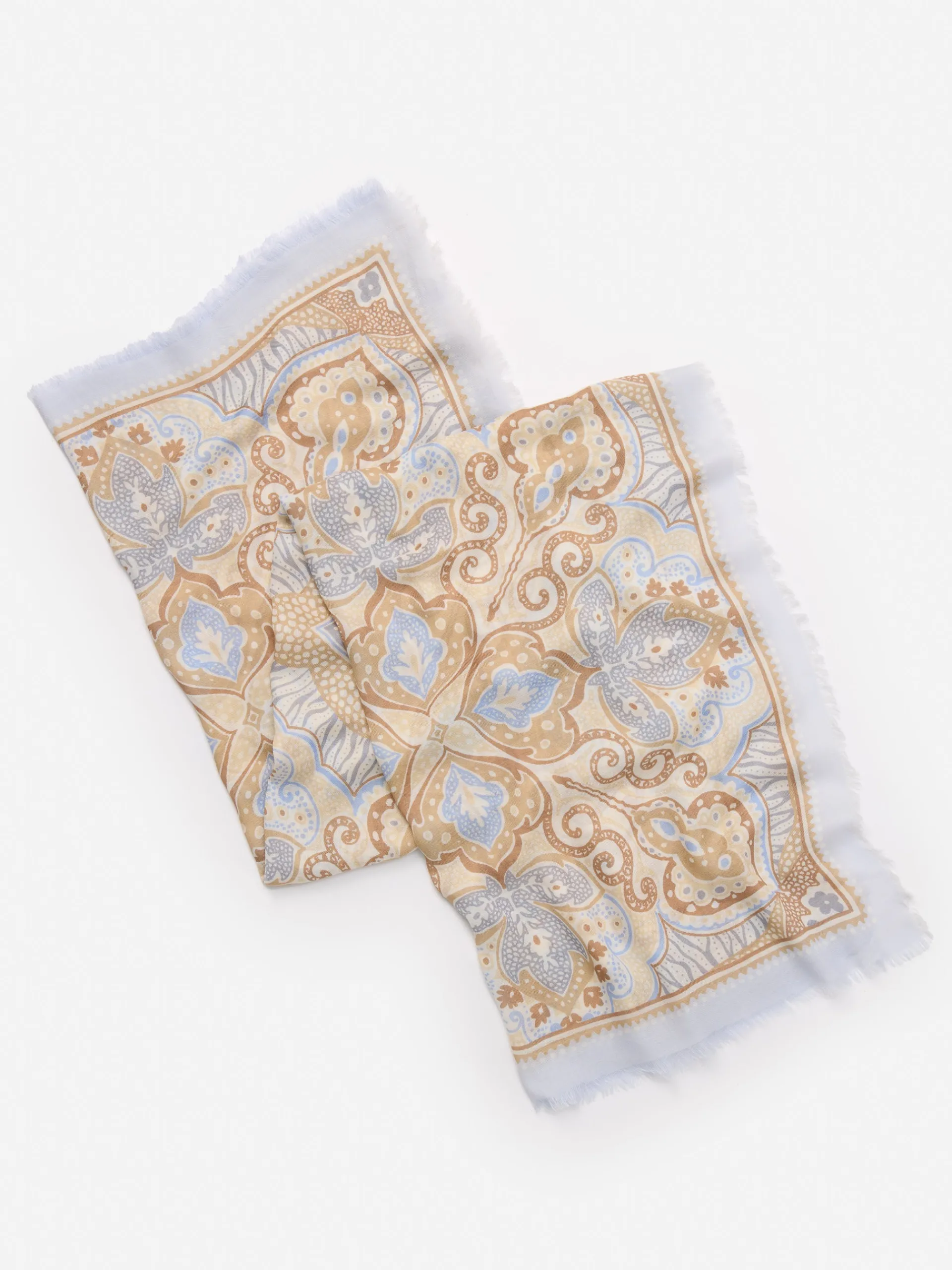 J.McLaughlin Bellini Scarf in Paisley Diamond Border Cream/Sand Sale