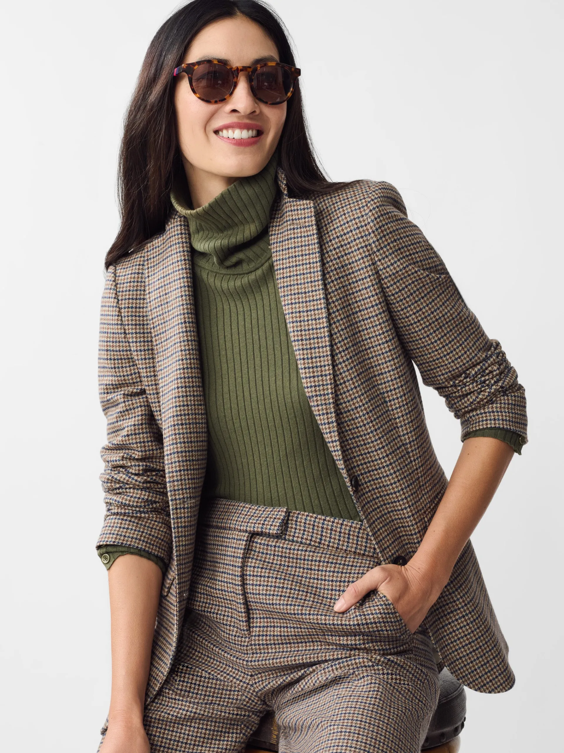 J.McLaughlin Bleecker Blazer in Houndstooth LightTan/Brown/Denim Discount