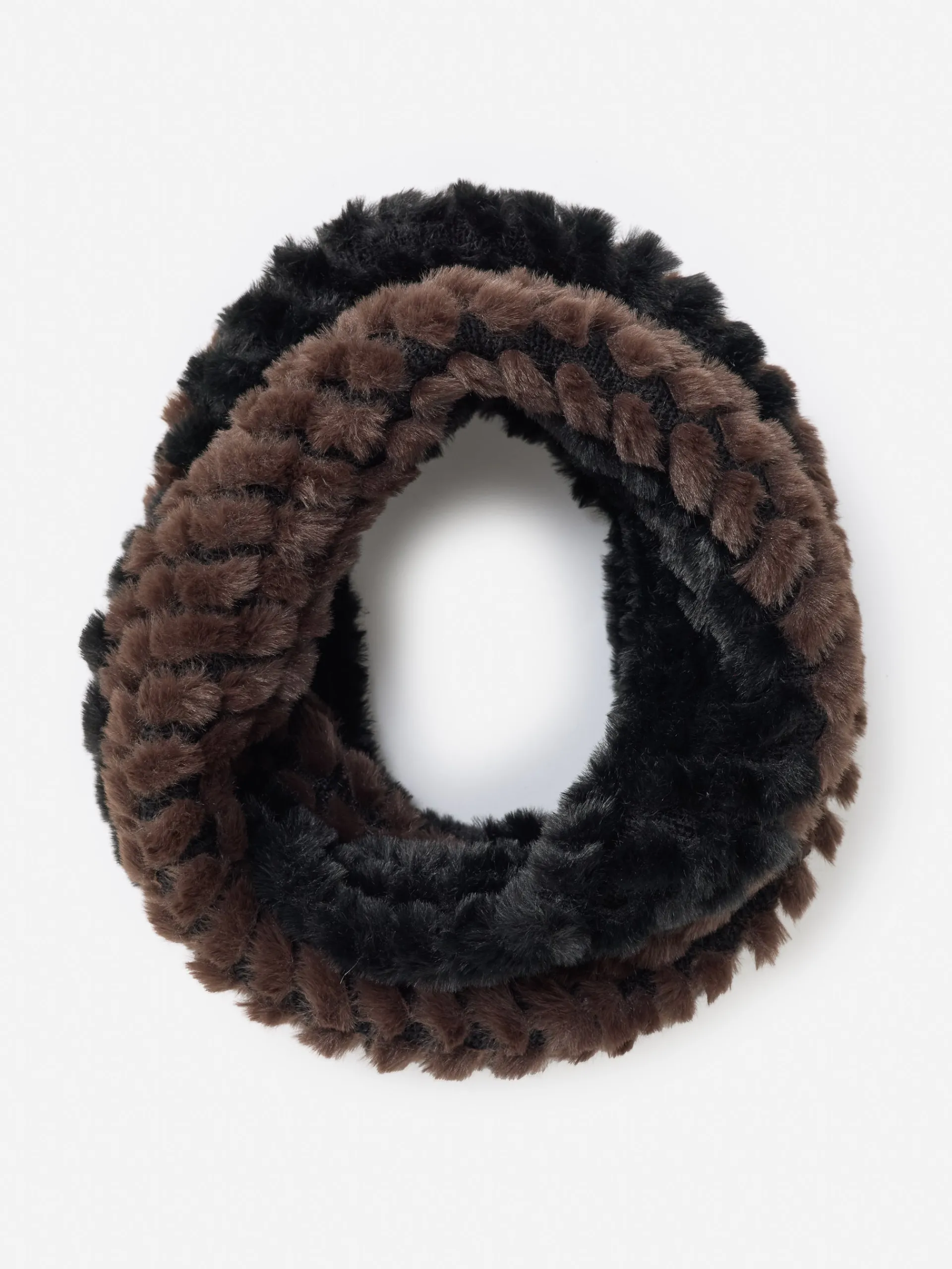 J.McLaughlin Bormio Faux Fur Neckwarmer Black/DarkBrown Flash Sale