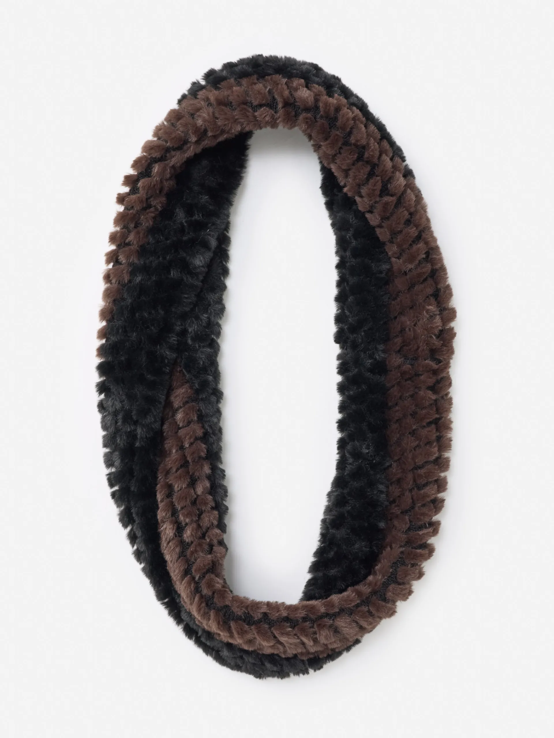 J.McLaughlin Bormio Faux Fur Neckwarmer Black/DarkBrown Flash Sale