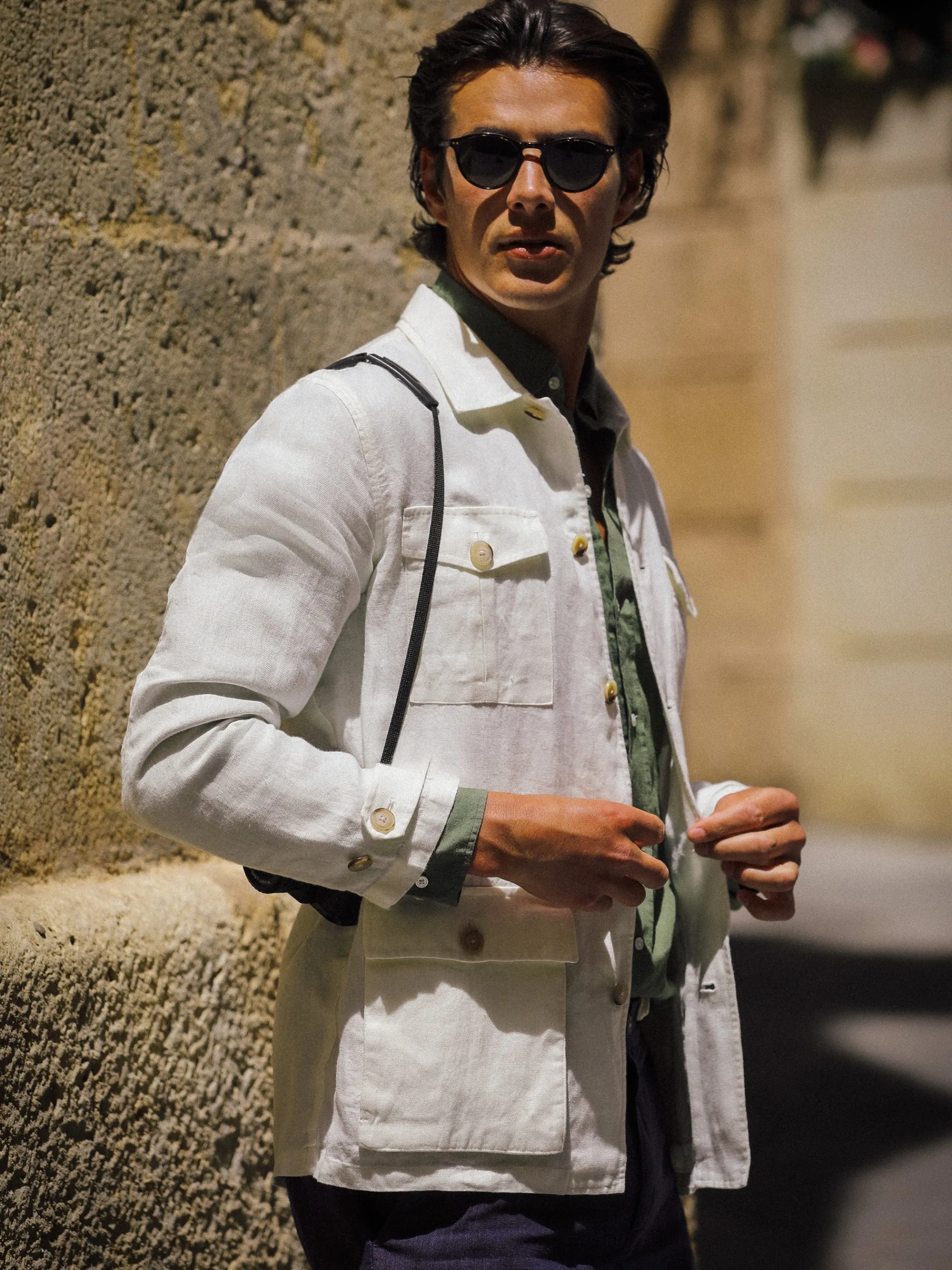 J.McLaughlin Brando Linen Safari Jacket in Herringbone OffWhite Best