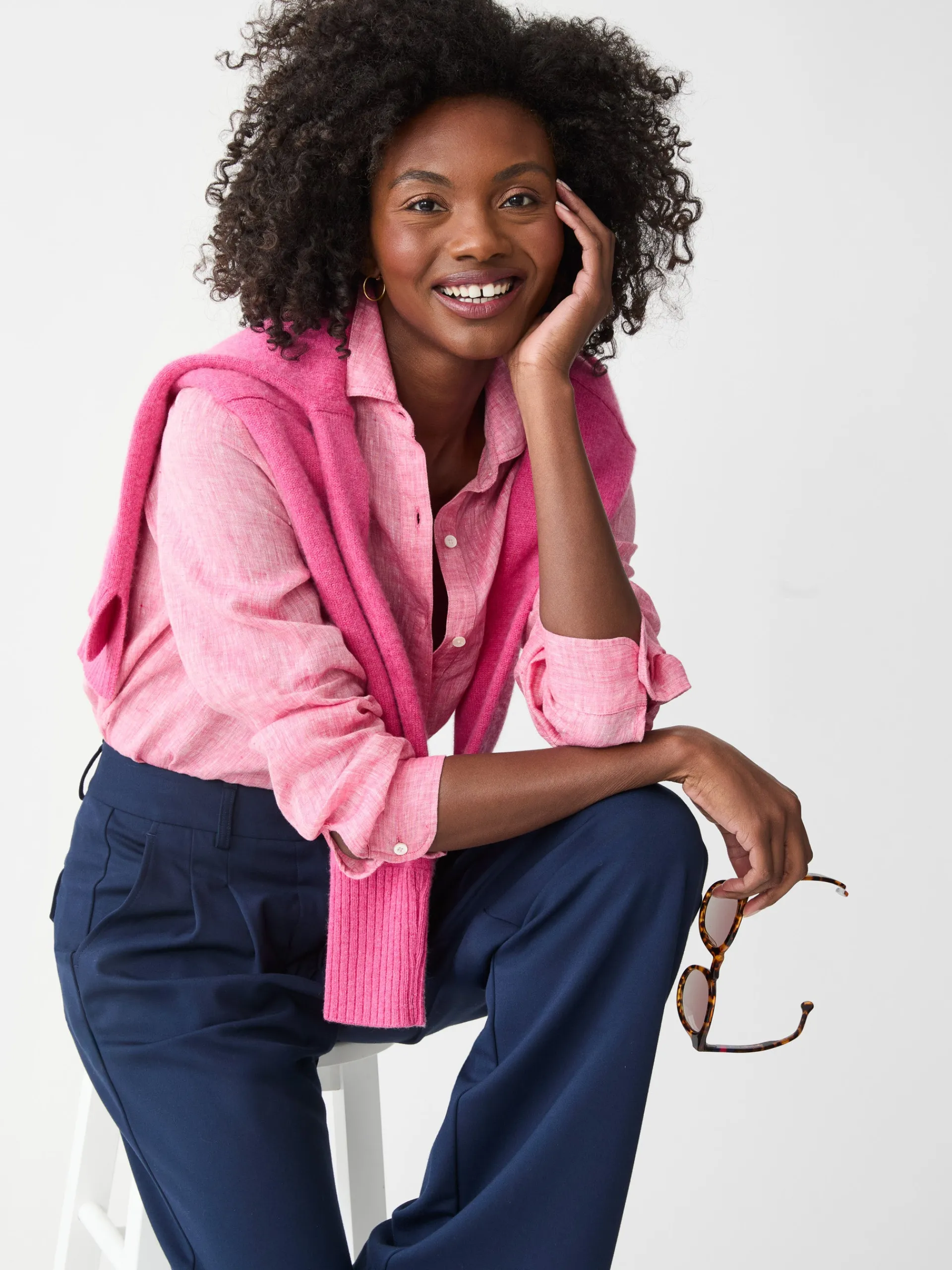 J.McLaughlin Britt Linen Shirt PersianPink Hot