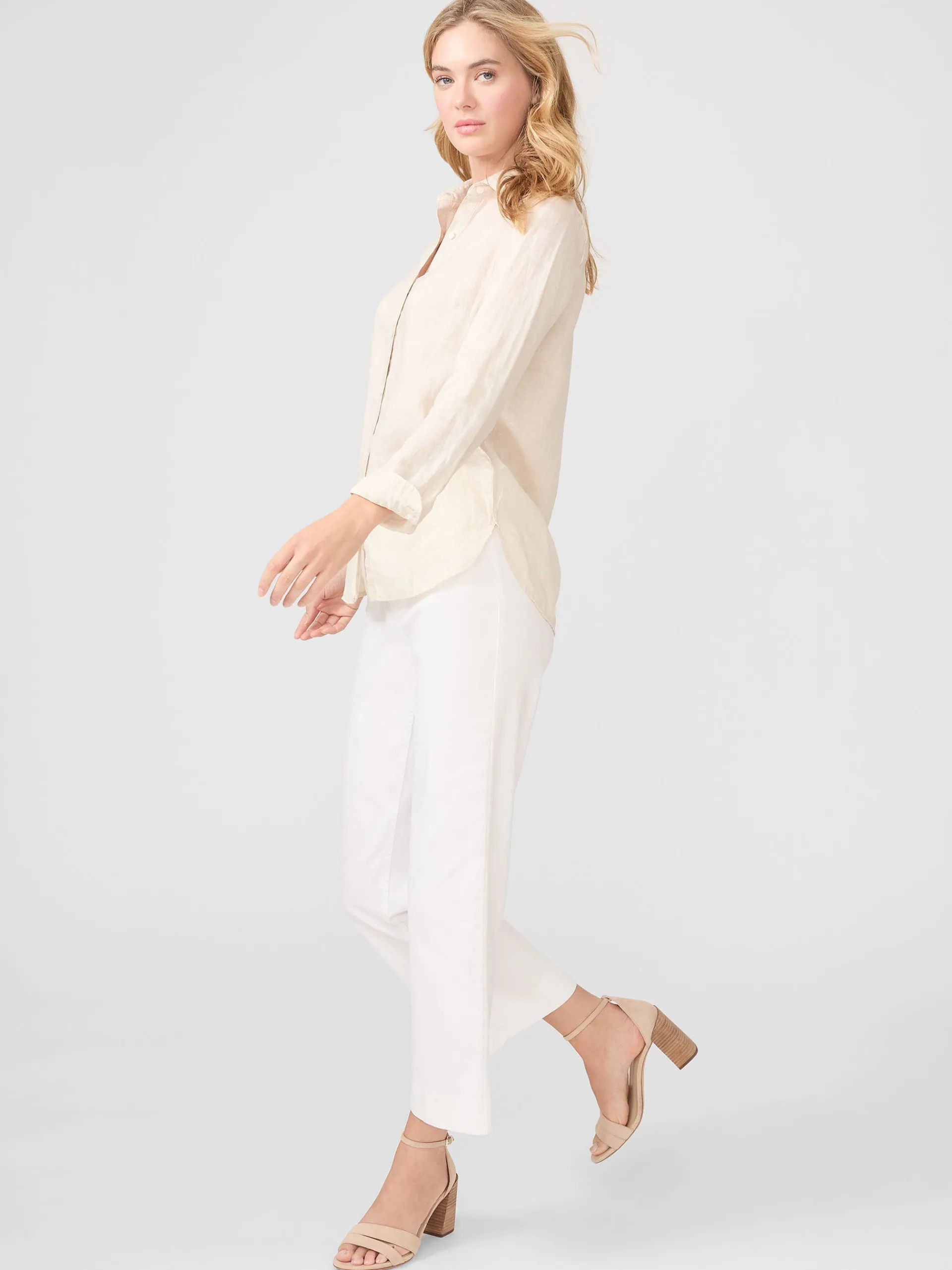 J.McLaughlin Britt Linen Shirt Tan Outlet