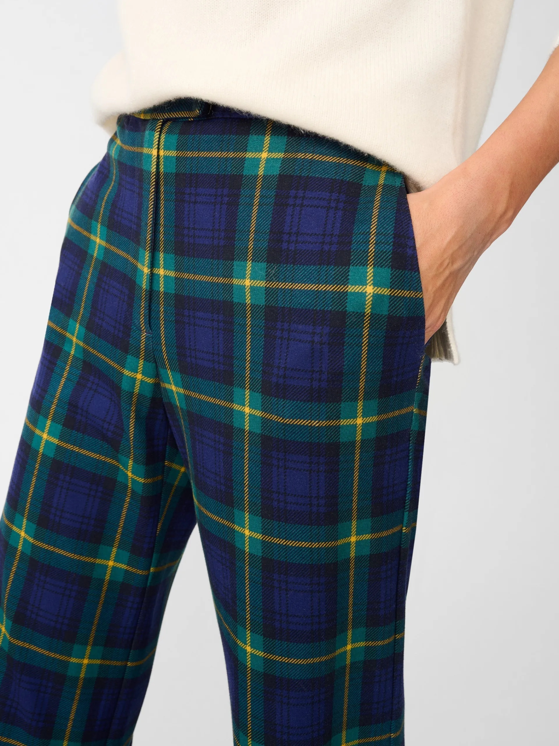 J.McLaughlin Brock Pants in Regimental Plaid Navy/Green/Gold New