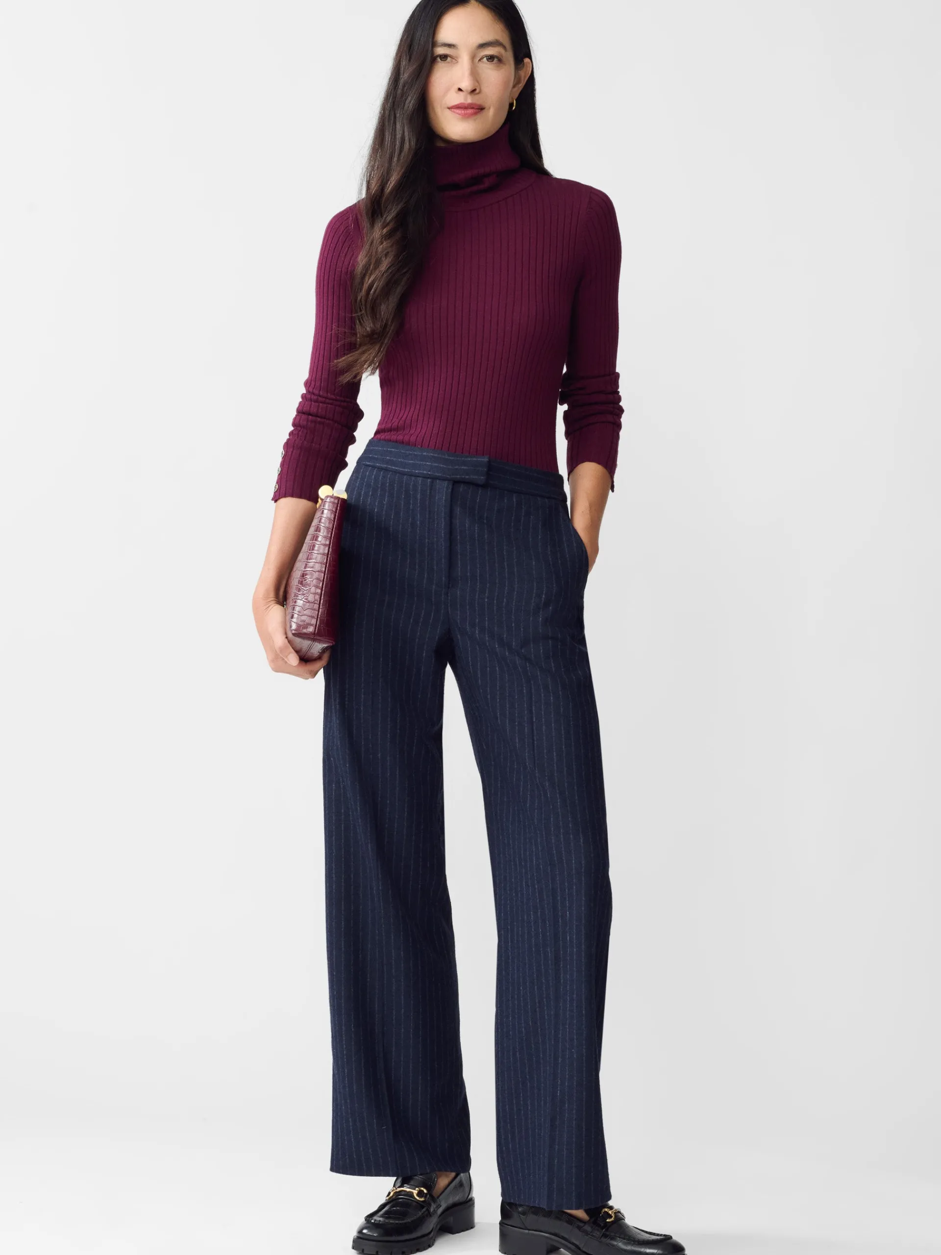 J.McLaughlin Broderick Pants in Pinstripe Navy/White Best