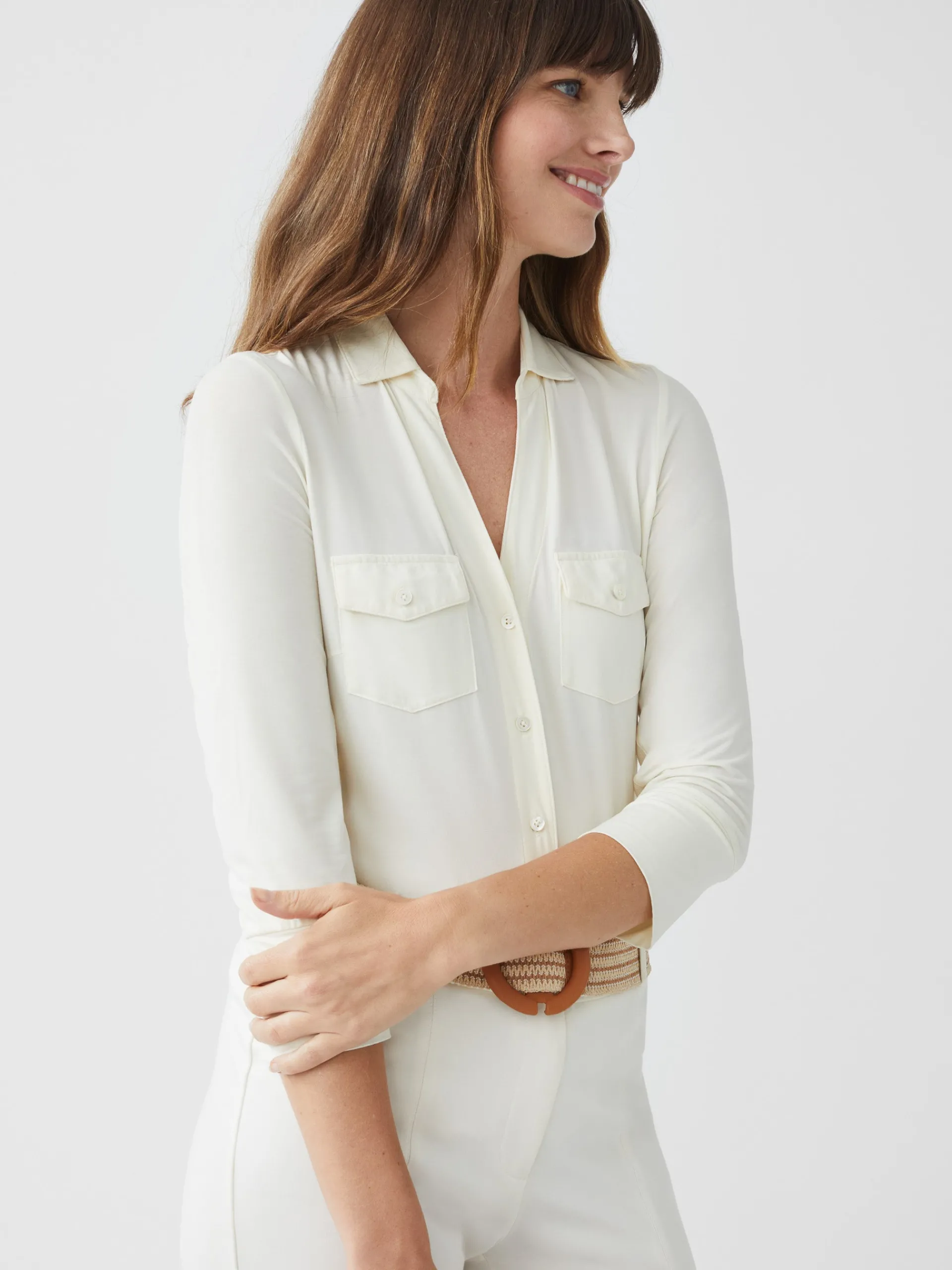 J.McLaughlin Brynn Lyford Jersey Shirt OffWhite Outlet