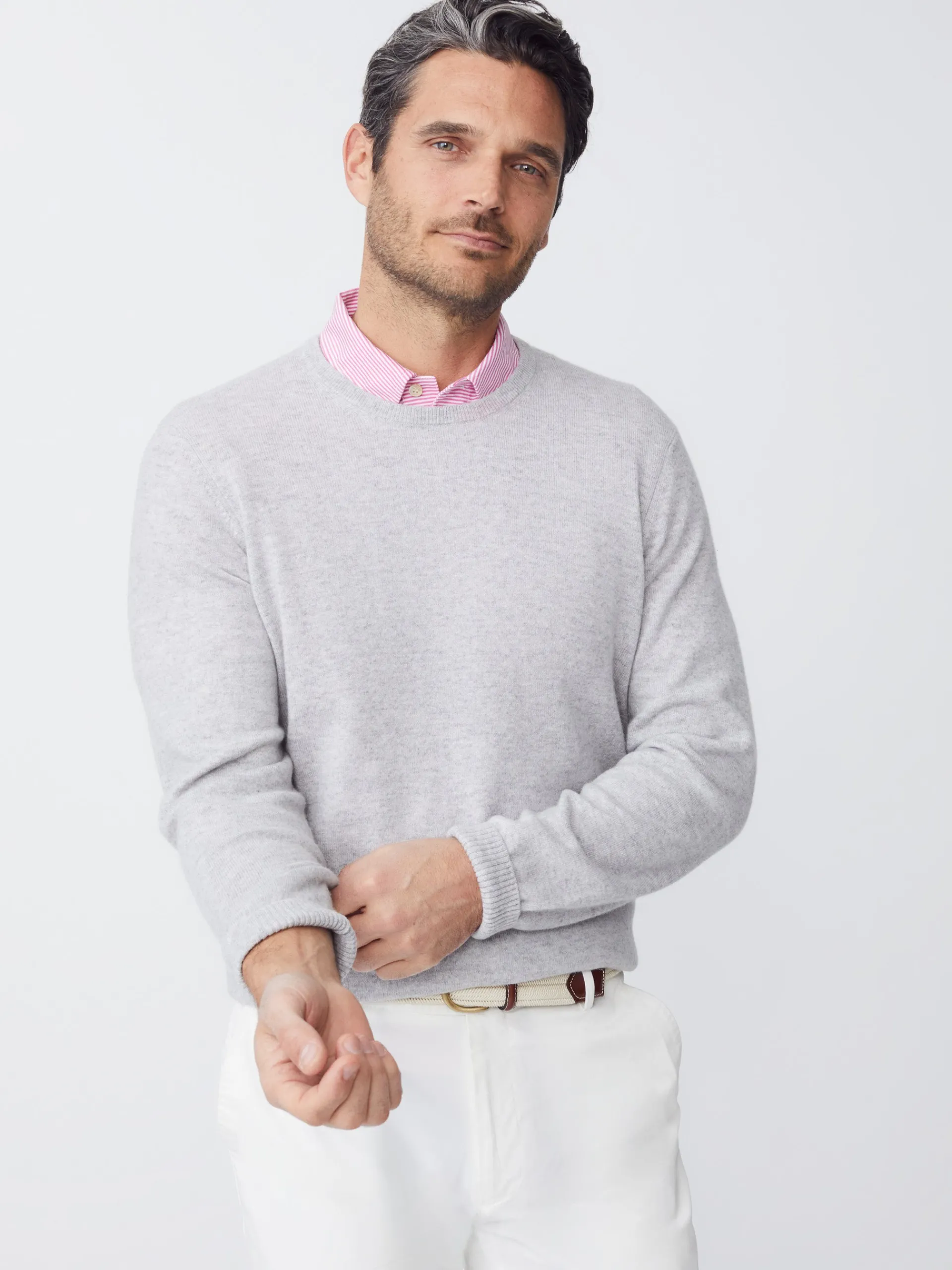 J.McLaughlin Caldwell Cashmere Sweater LightHeatherGray Store