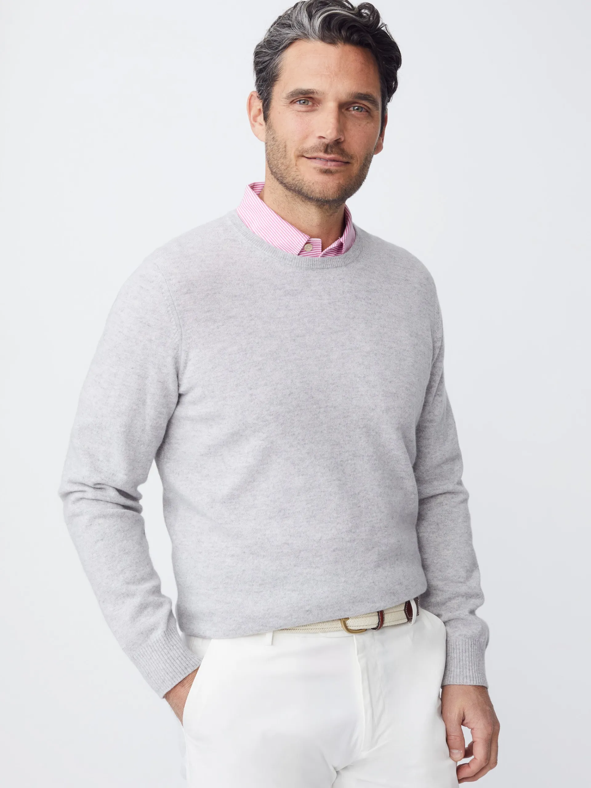 J.McLaughlin Caldwell Cashmere Sweater LightHeatherGray Store