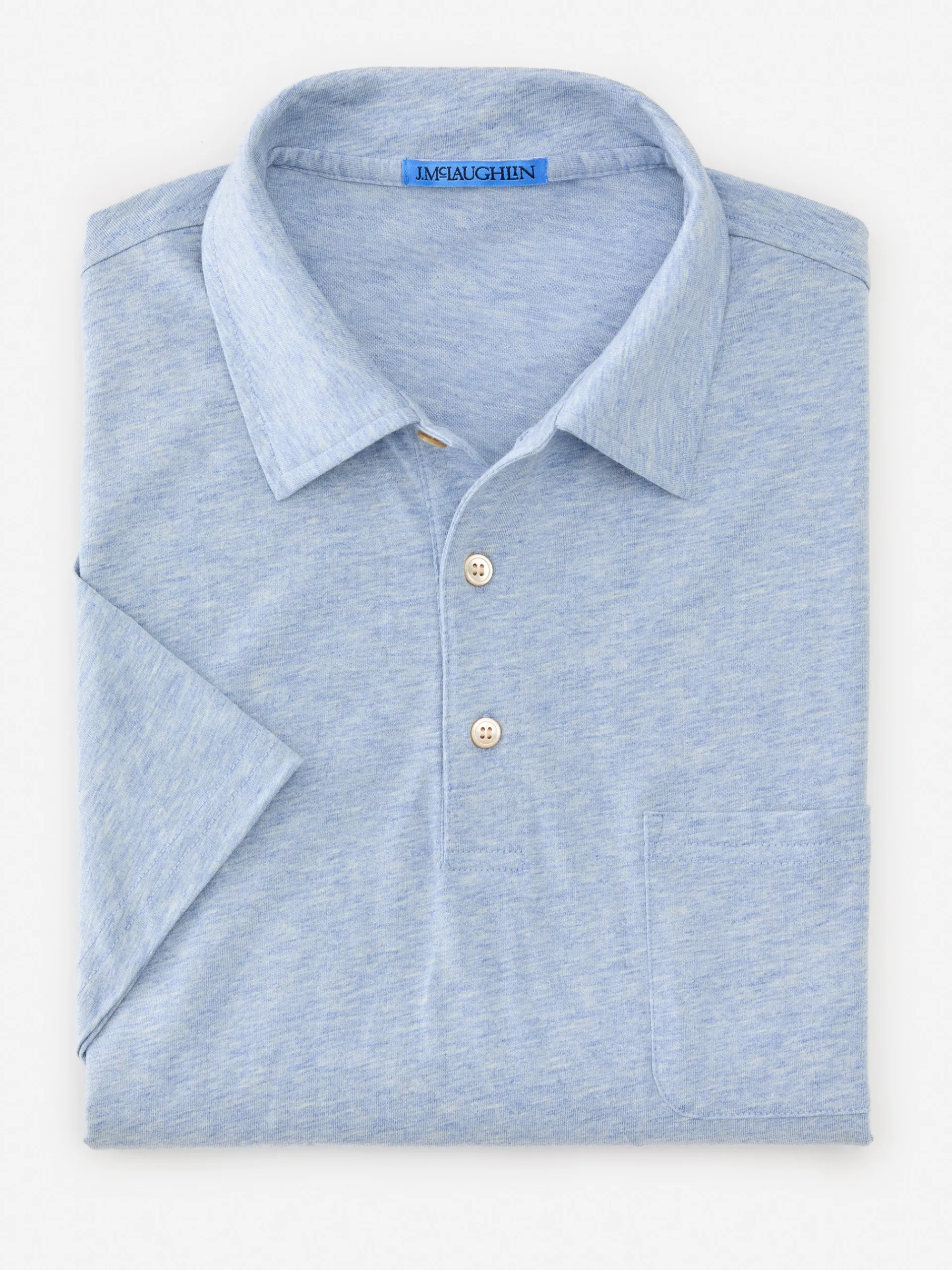 J.McLaughlin Callahan Cotton Polo HeatherLightDenim Store