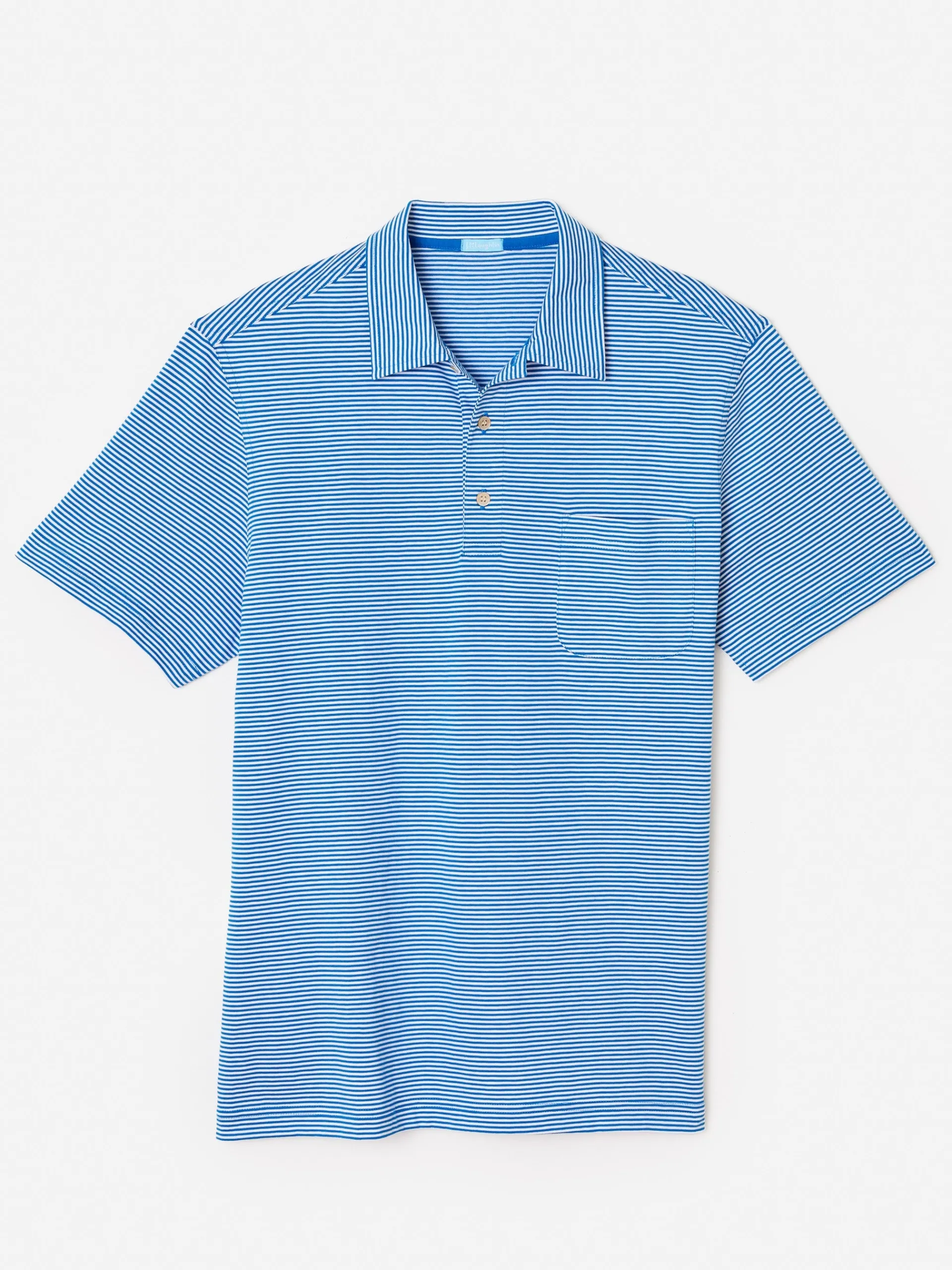 J.McLaughlin Callahan Cotton Polo in Stripe FrenchBlue/White Best
