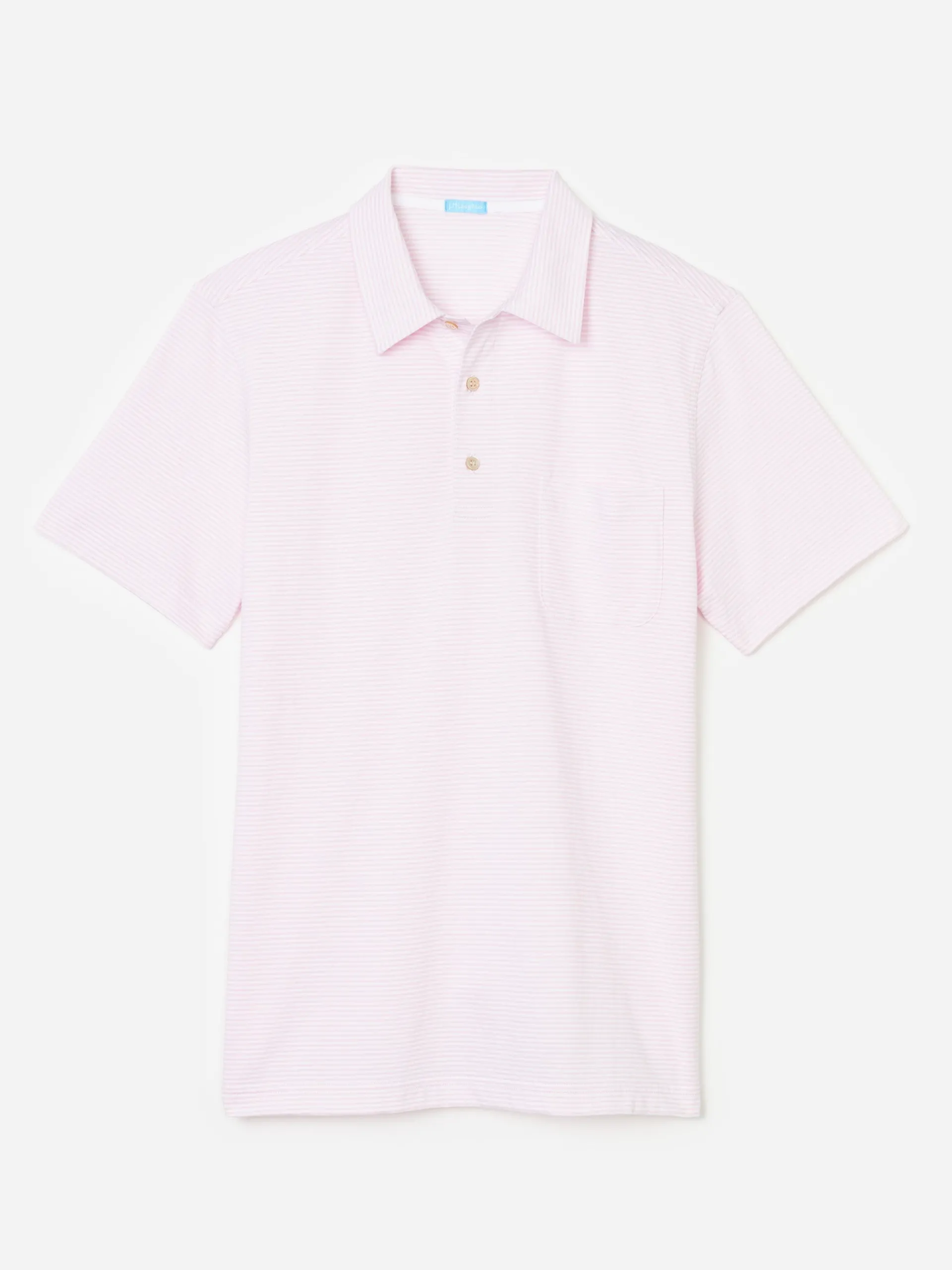 J.McLaughlin Callahan Cotton Polo in Stripe White/Pink Store