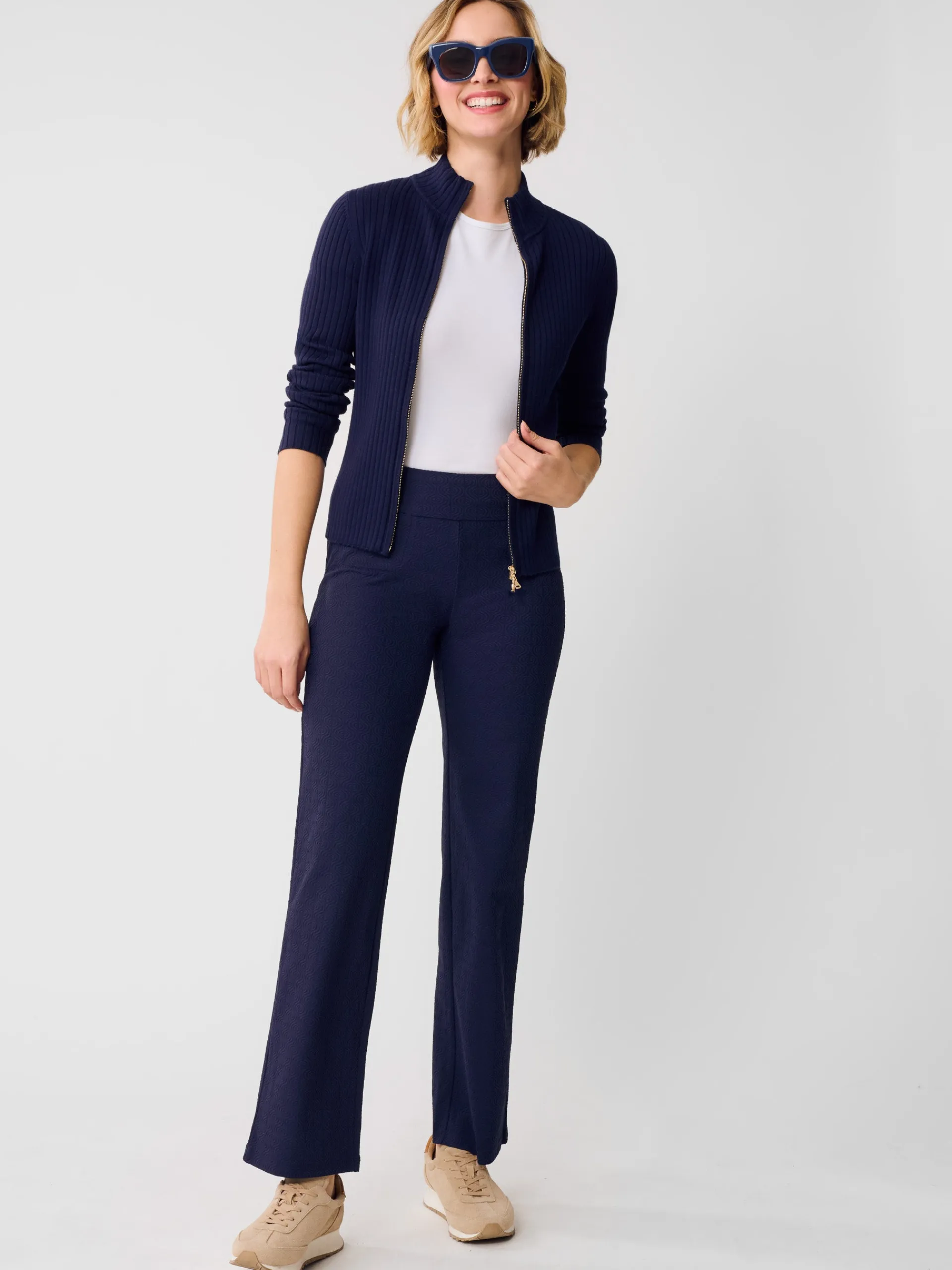 J.McLaughlin Carmel Pants in Riptide Jacquard Navy Shop
