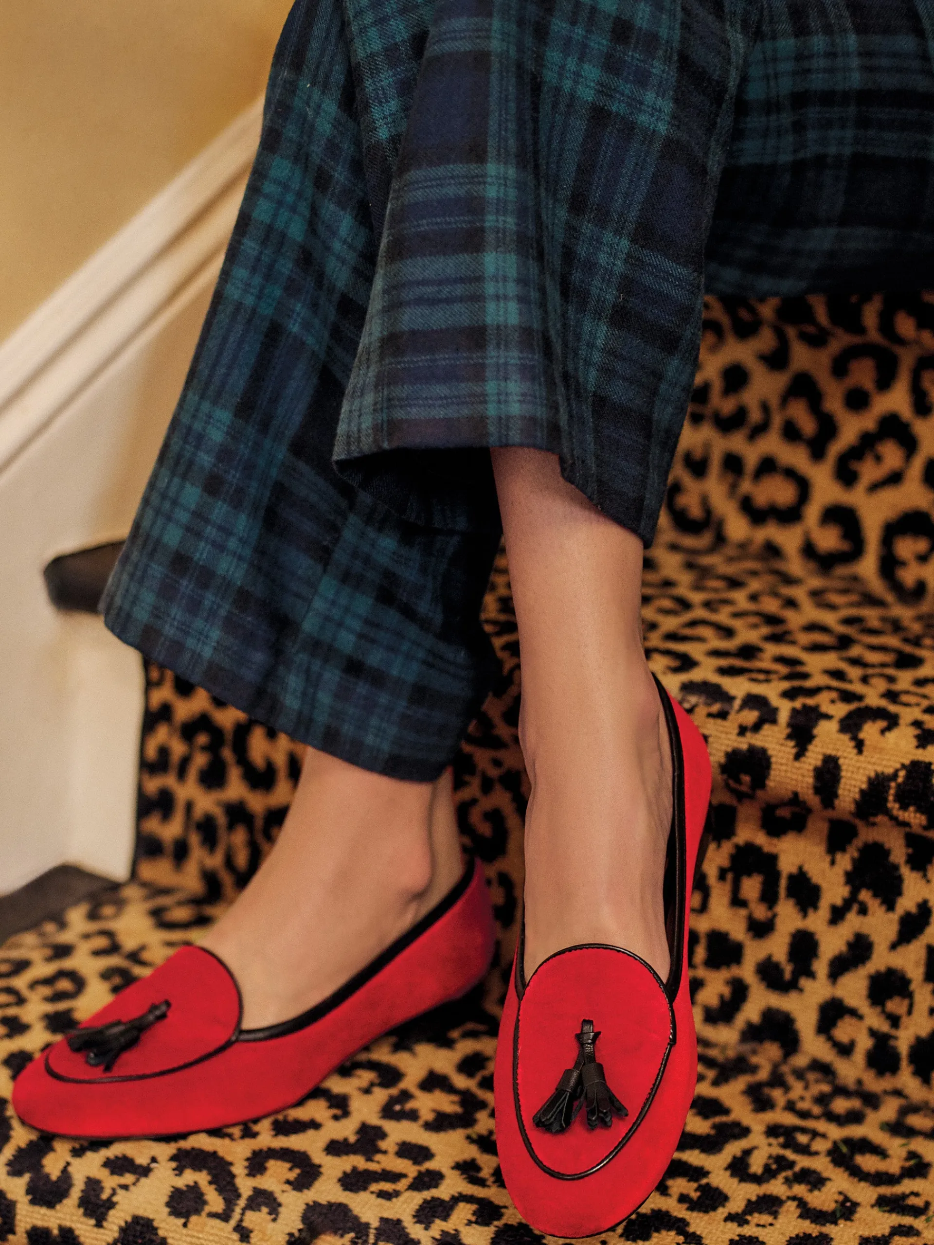J.McLaughlin Cecily Velvet Loafers Red Cheap