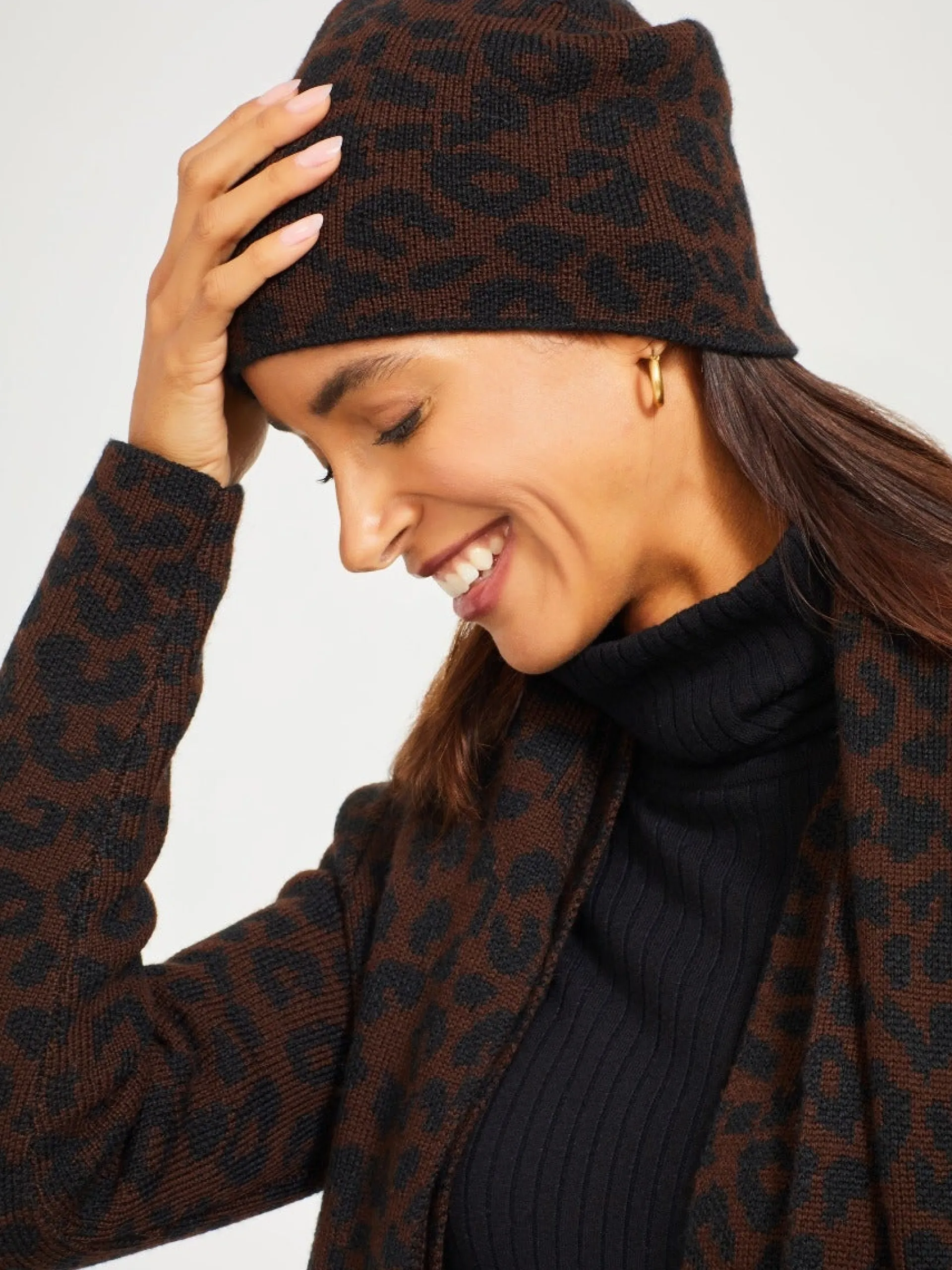 J.McLaughlin Cheetah Jacquard Hat Black/Brown Online
