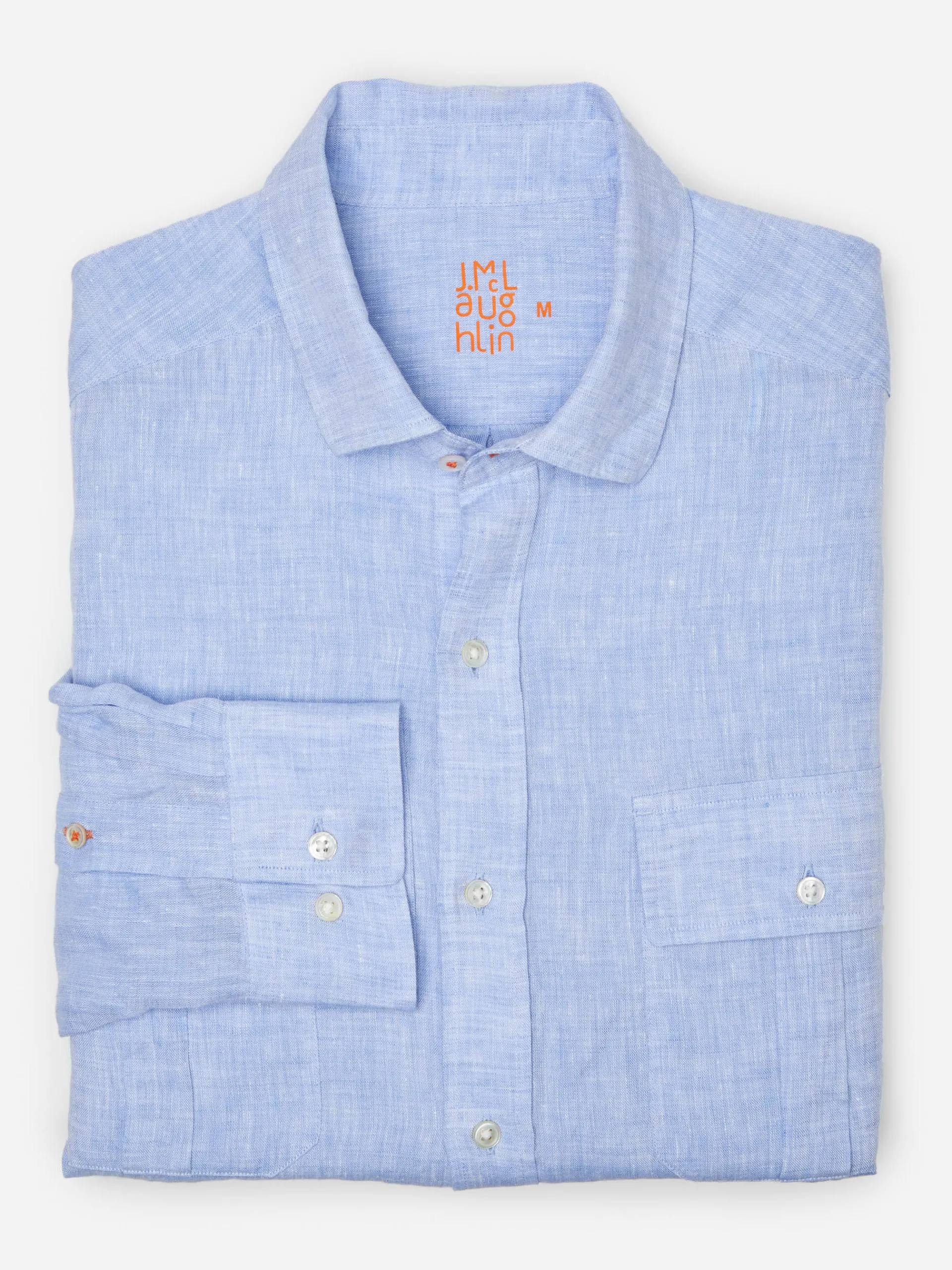 J.McLaughlin Christos Classic Fit Linen Shirt LightDenimBlue Online