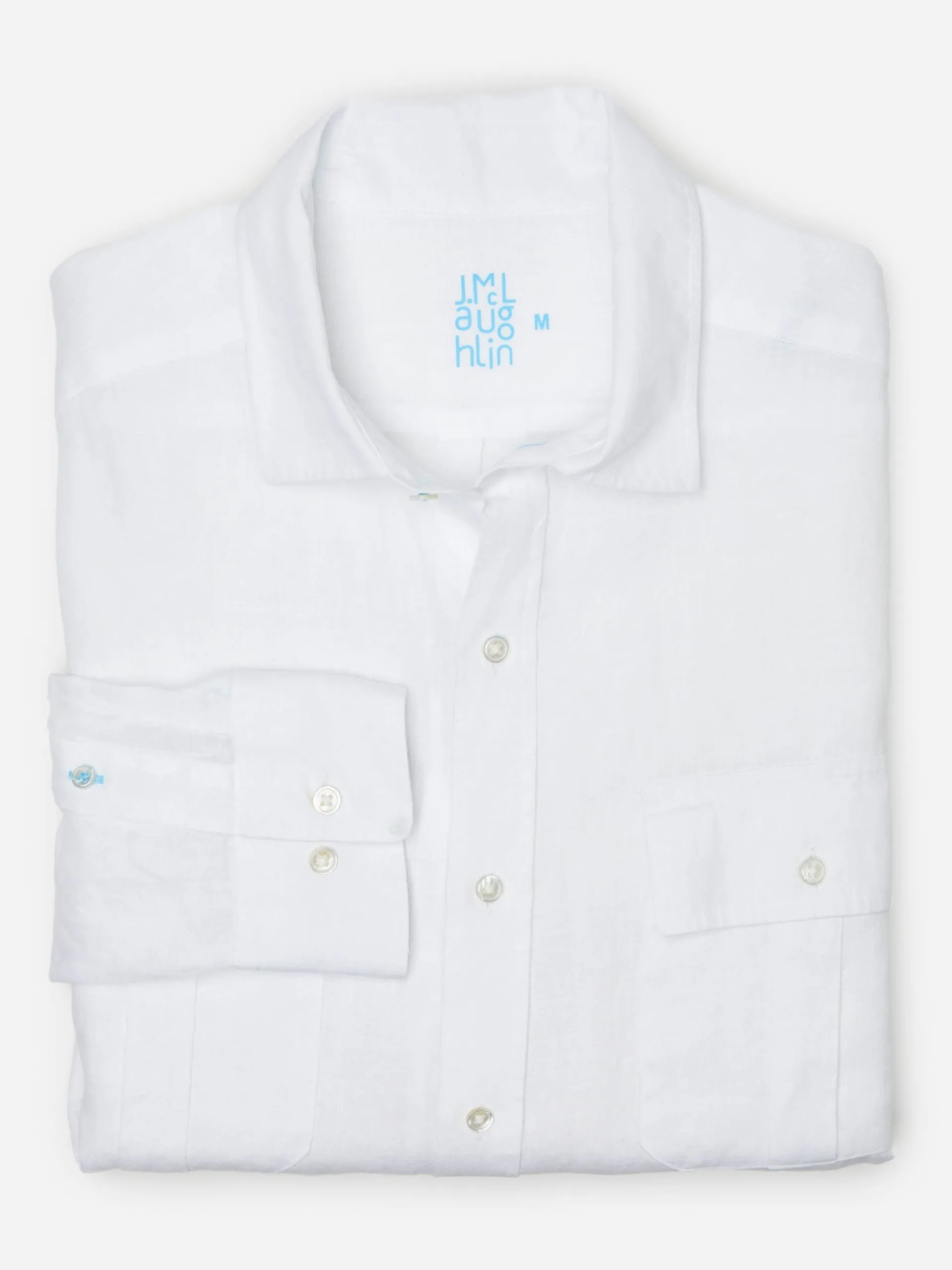 J.McLaughlin Christos Classic Fit Linen Shirt white Discount