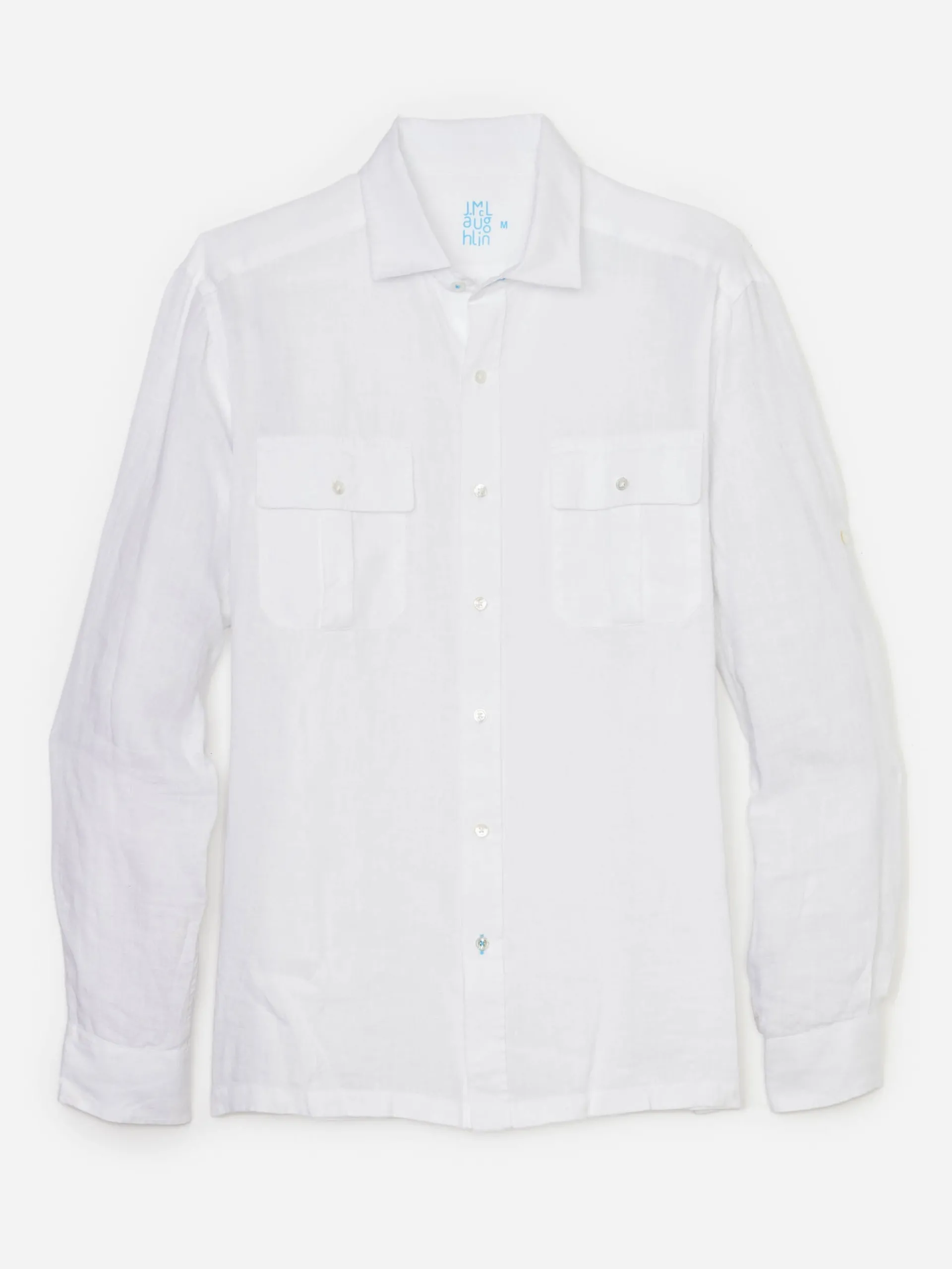 J.McLaughlin Christos Classic Fit Linen Shirt white Discount