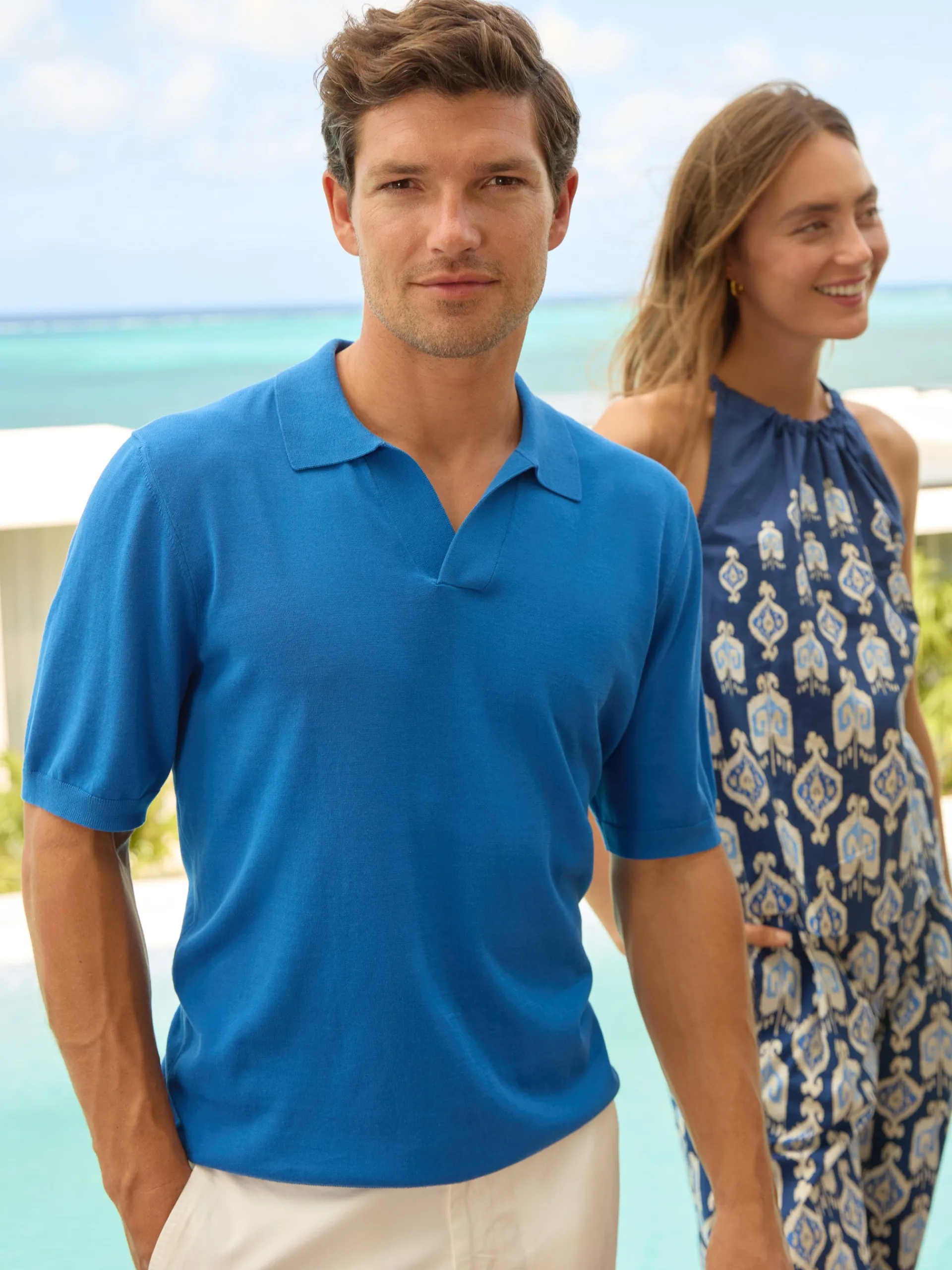 J.McLaughlin Cillian Polo Sweater Blue Fashion