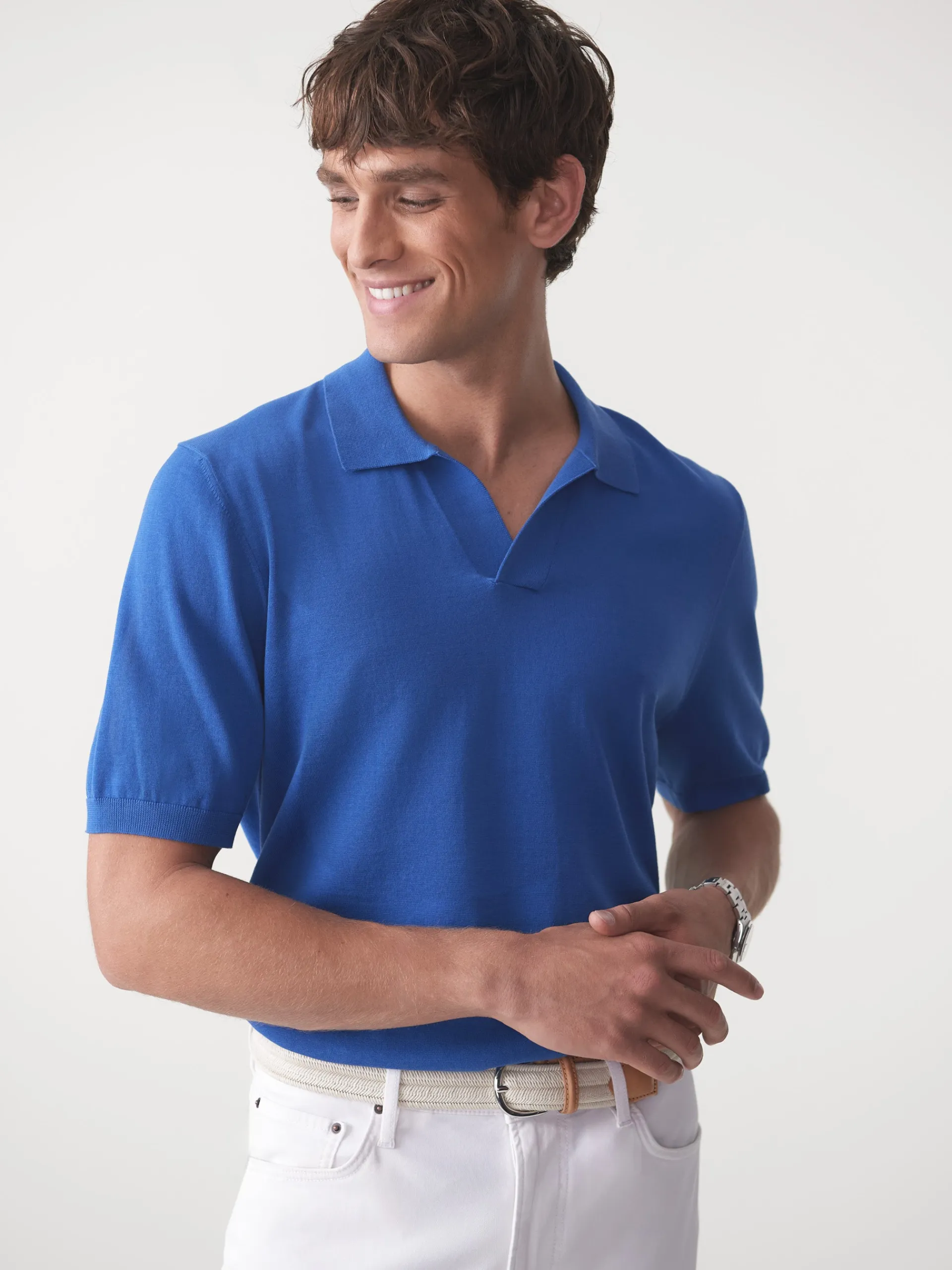 J.McLaughlin Cillian Polo Sweater Blue Fashion