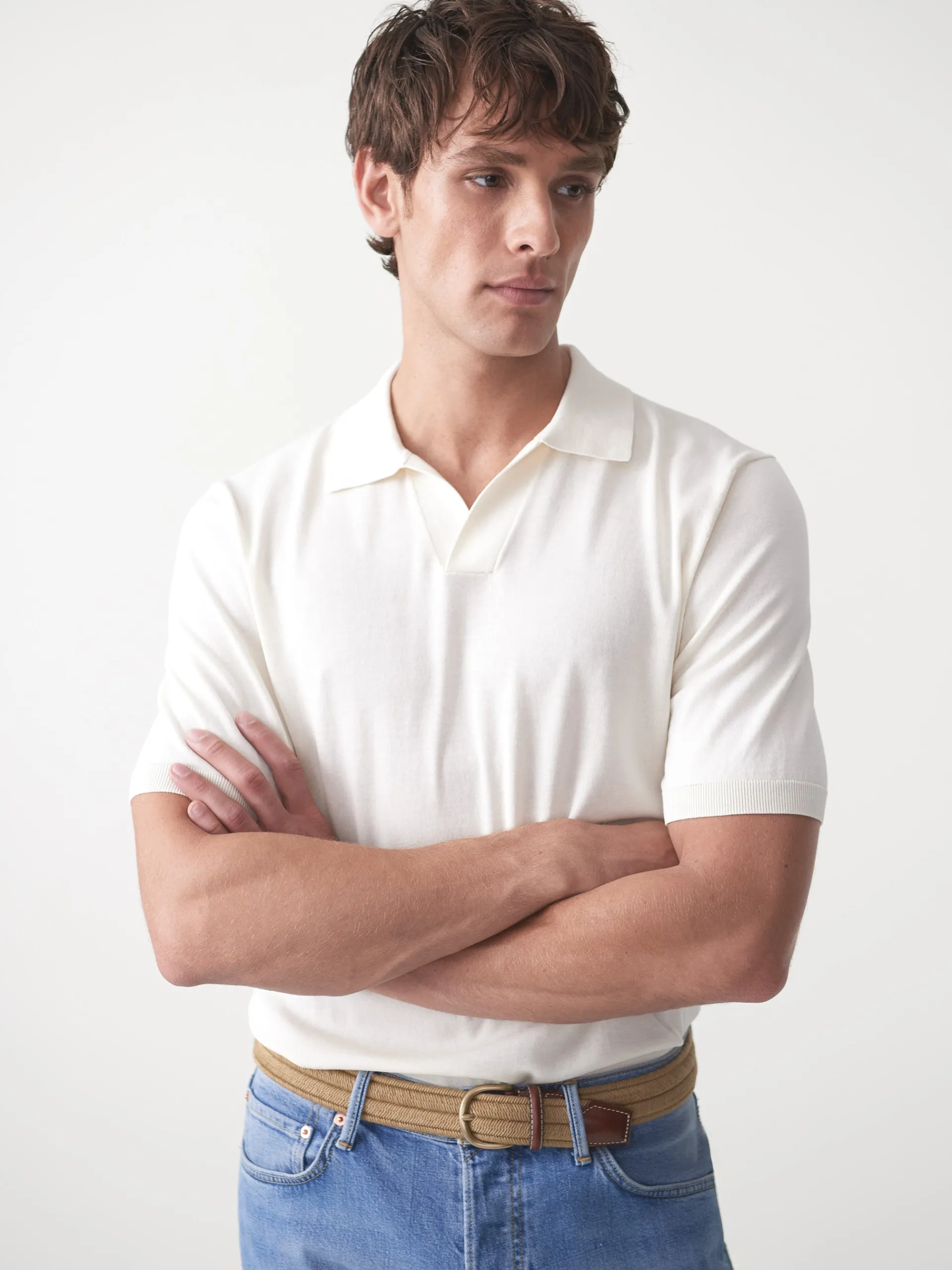 J.McLaughlin Cillian Polo Sweater EgretWhite Cheap
