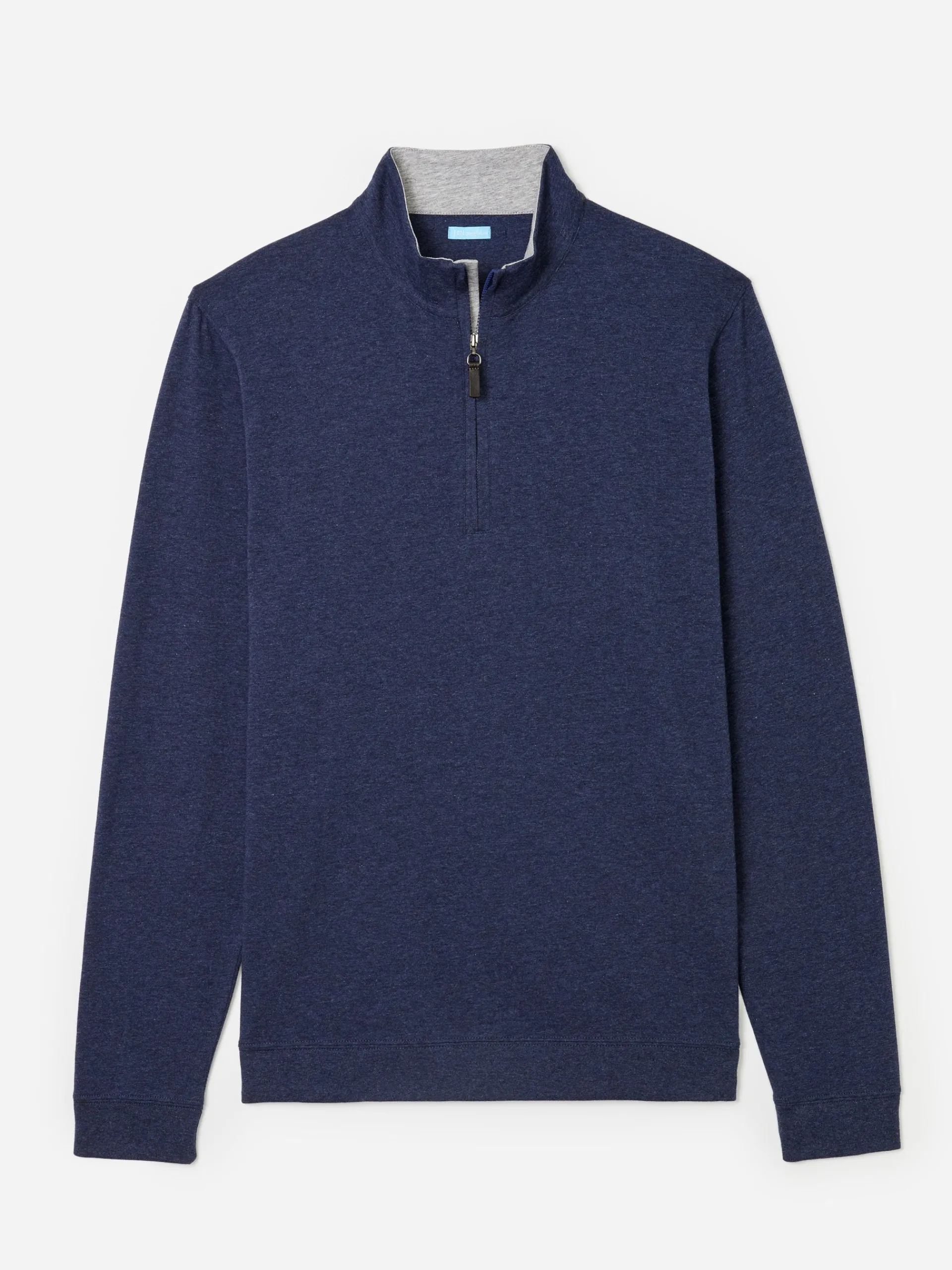 J.McLaughlin Clermont Cotton 1/4 Zip HeatherNavy Best