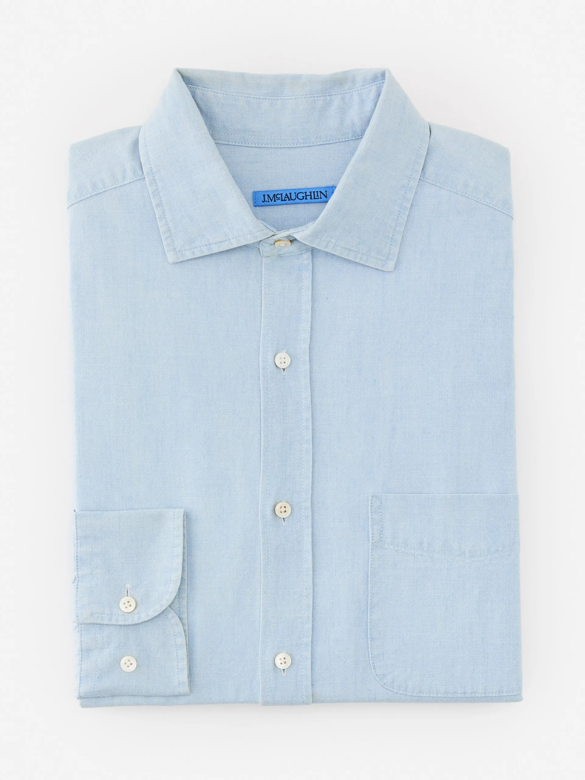 J.McLaughlin Club Classic Fit Shirt Chambray Flash Sale