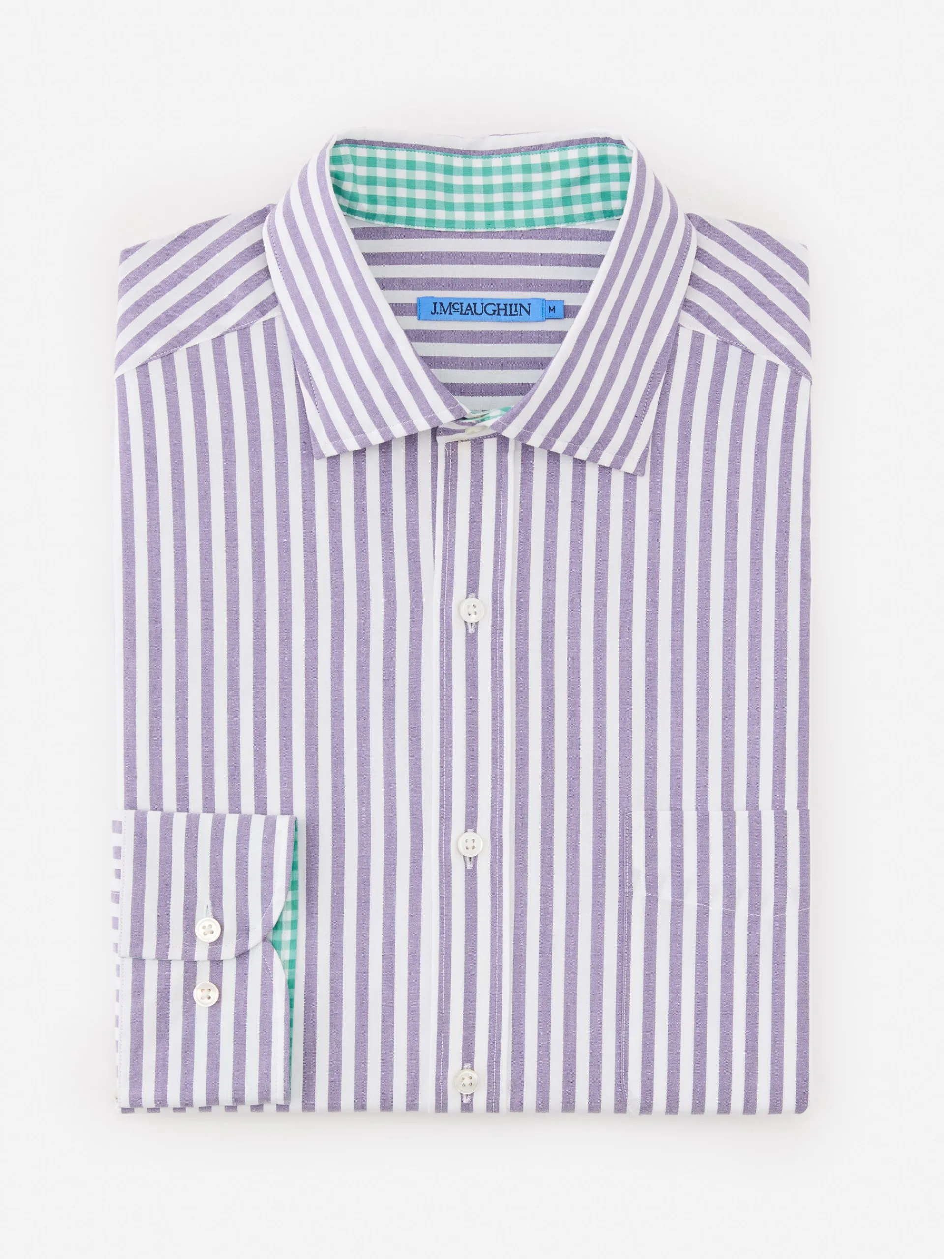 J.McLaughlin Club Classic Fit Shirt in Bengal Stripe Purple/White Best Sale