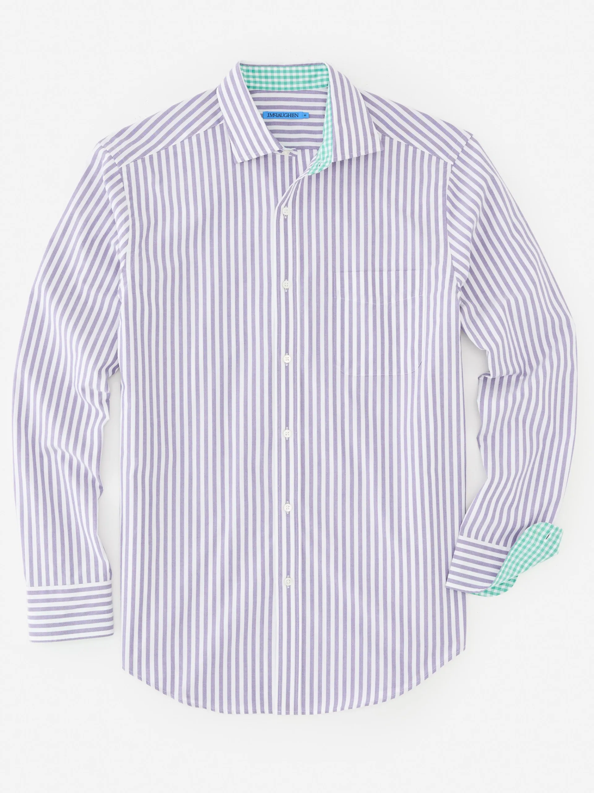 J.McLaughlin Club Classic Fit Shirt in Bengal Stripe Purple/White Best Sale