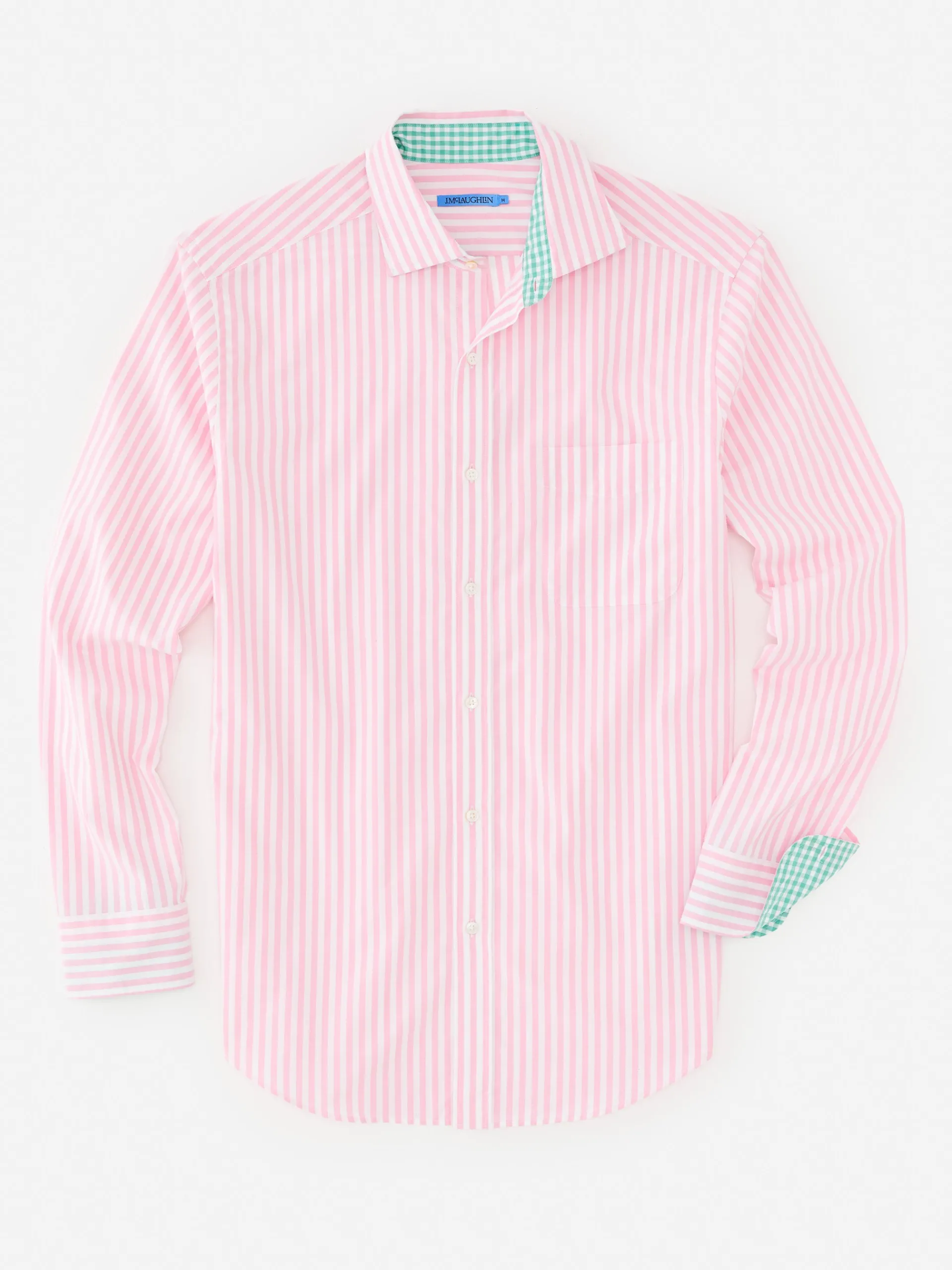 J.McLaughlin Club Classic Fit Shirt in Bengal Stripe Pink/White Hot