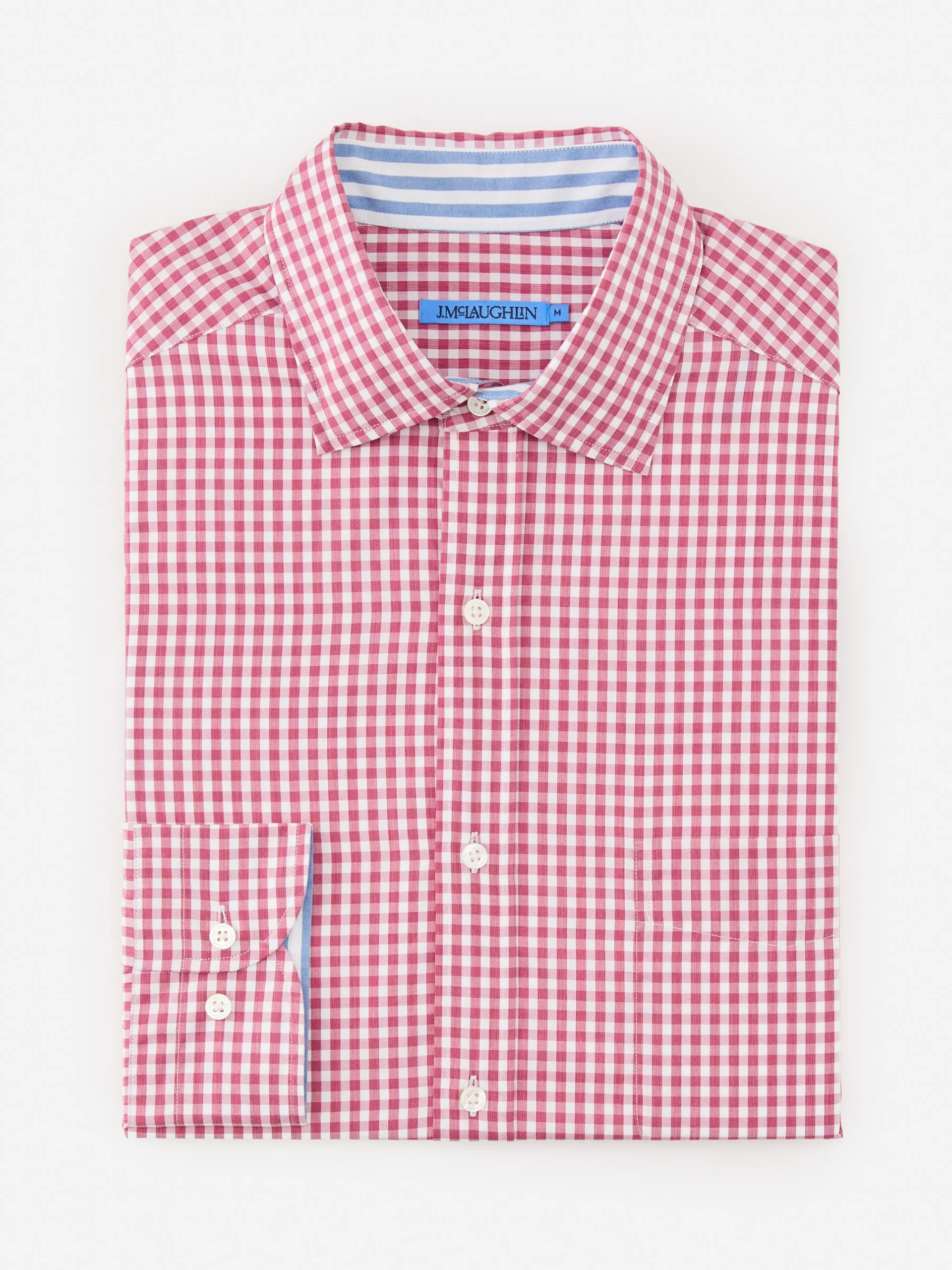 J.McLaughlin Club Classic Fit Shirt in Gingham Red/White New