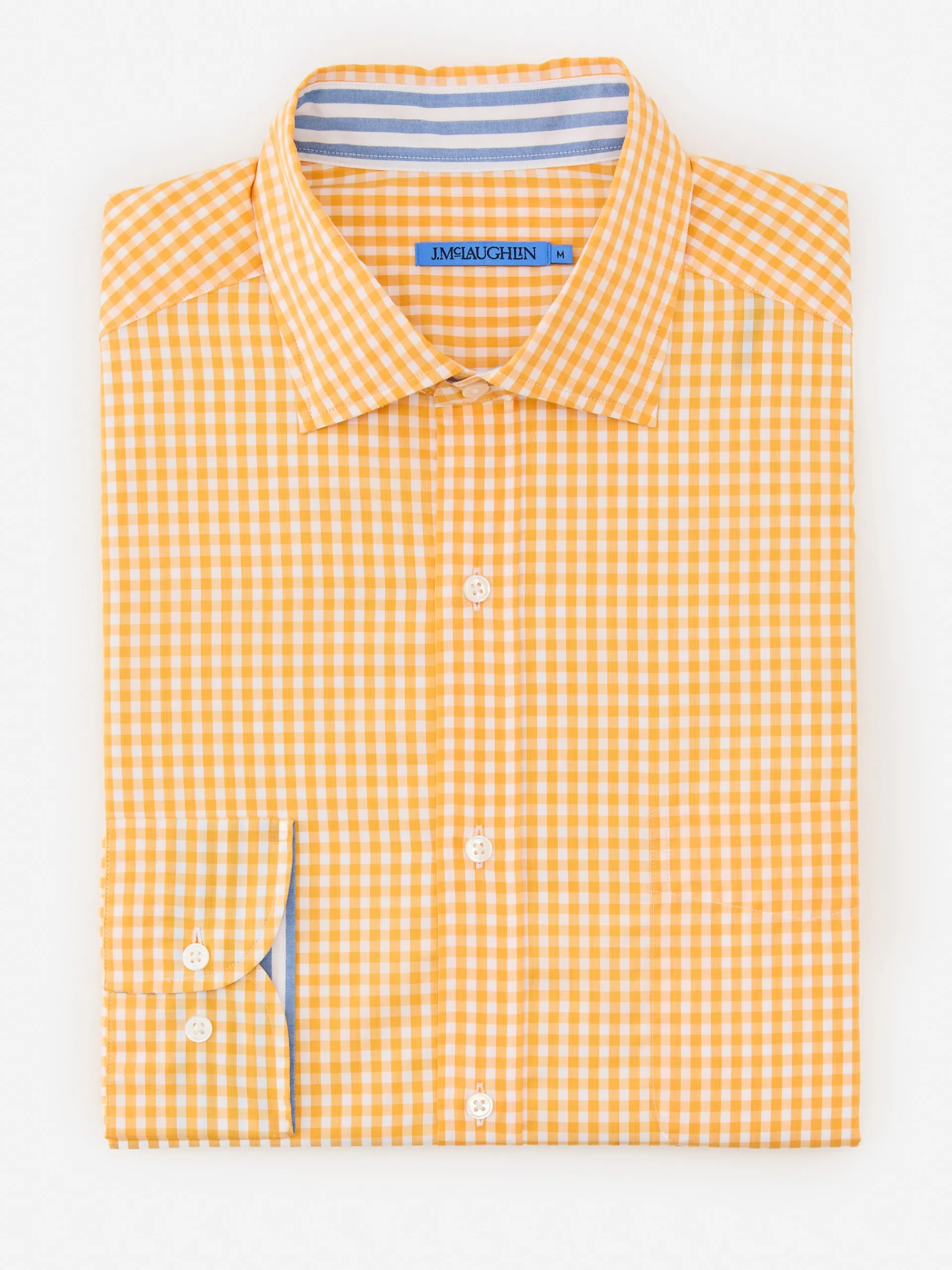J.McLaughlin Club Classic Fit Shirt in Gingham Yellow/White Hot