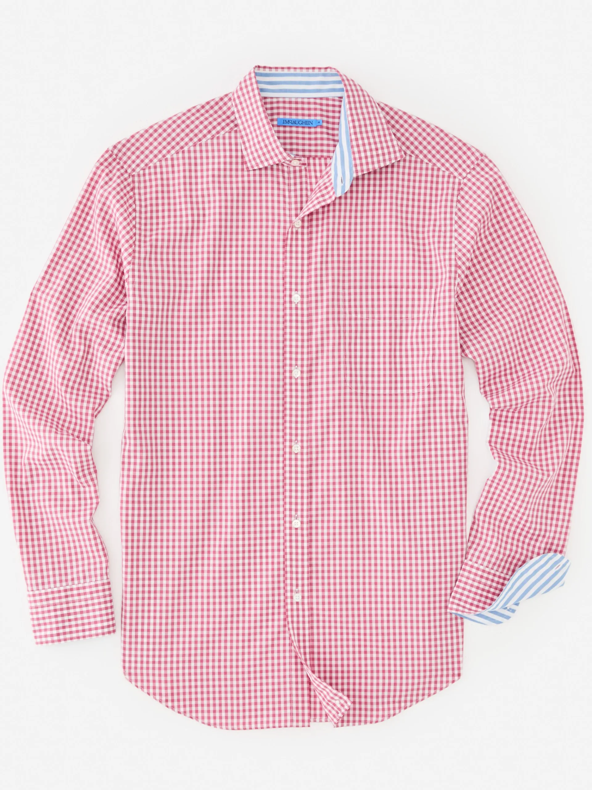 J.McLaughlin Club Classic Fit Shirt in Gingham Red/White New